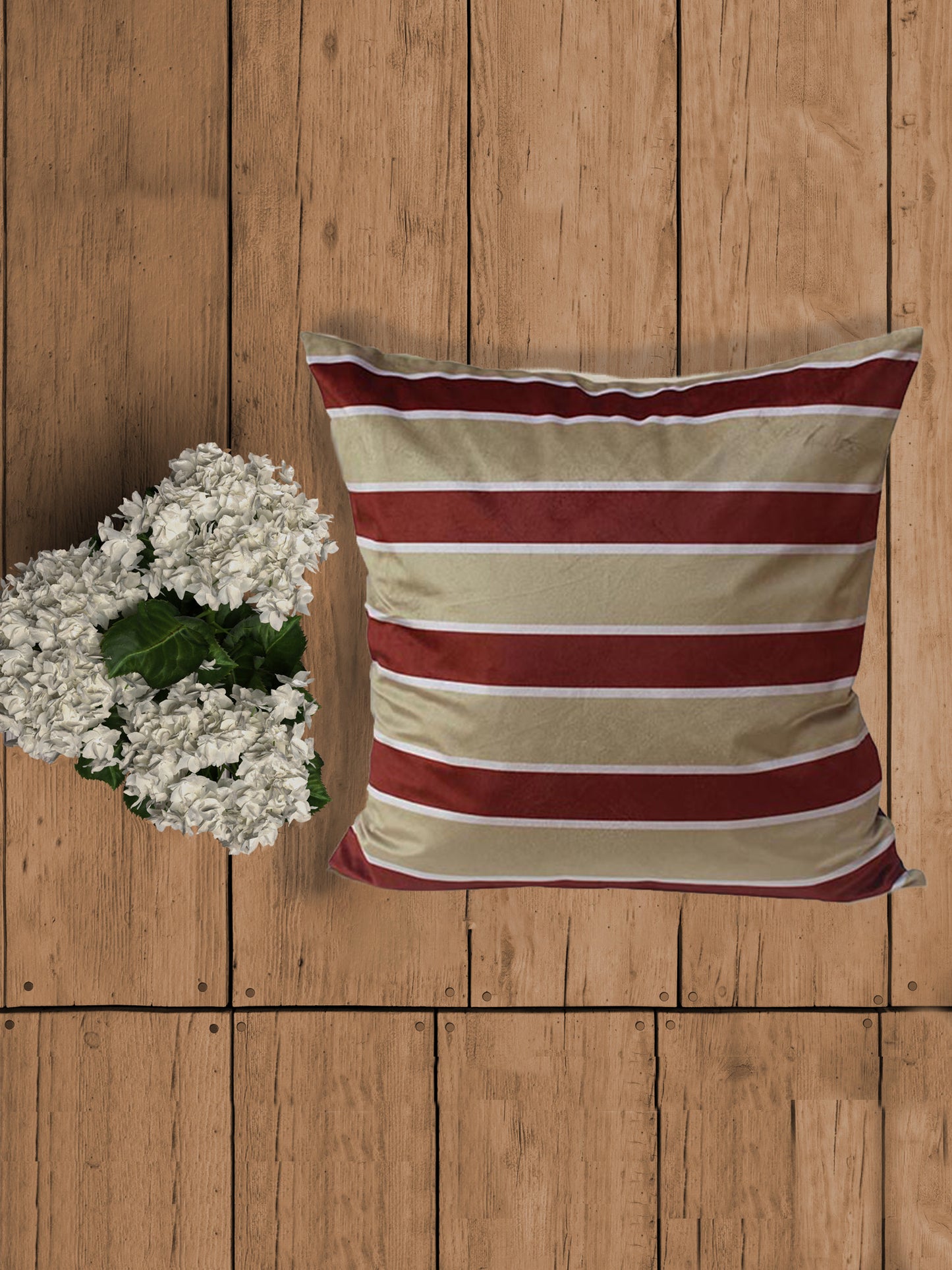 Cushion Cover Solid Velvet Digital Print Off White Brown - 20" X 20"
