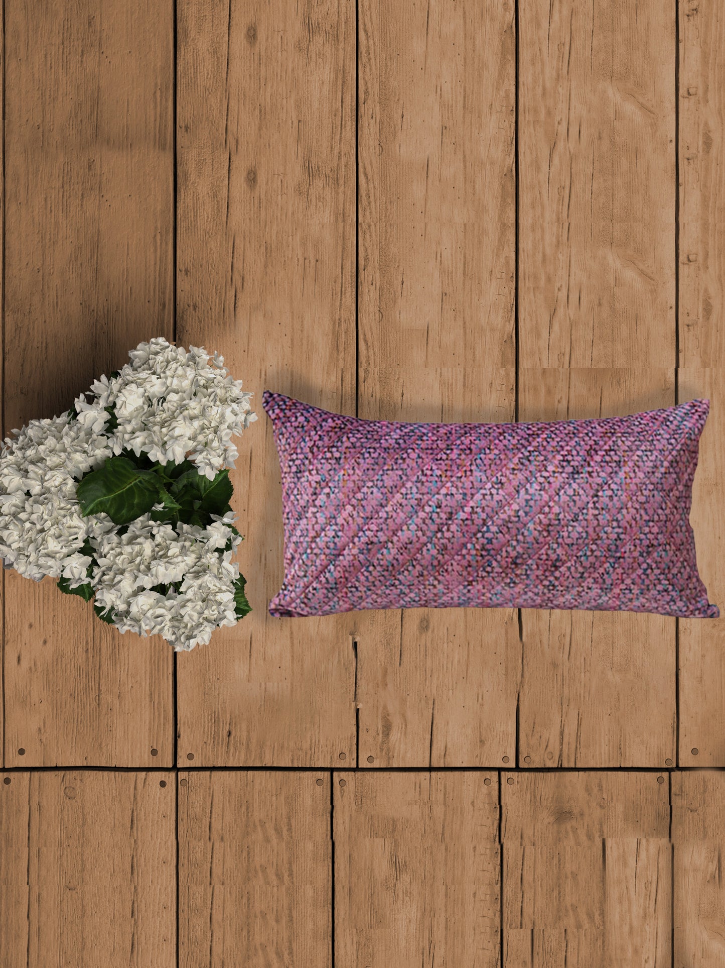 Embroidered Cushion Cover Velvet Digital Printed Purple - 12" X 22"