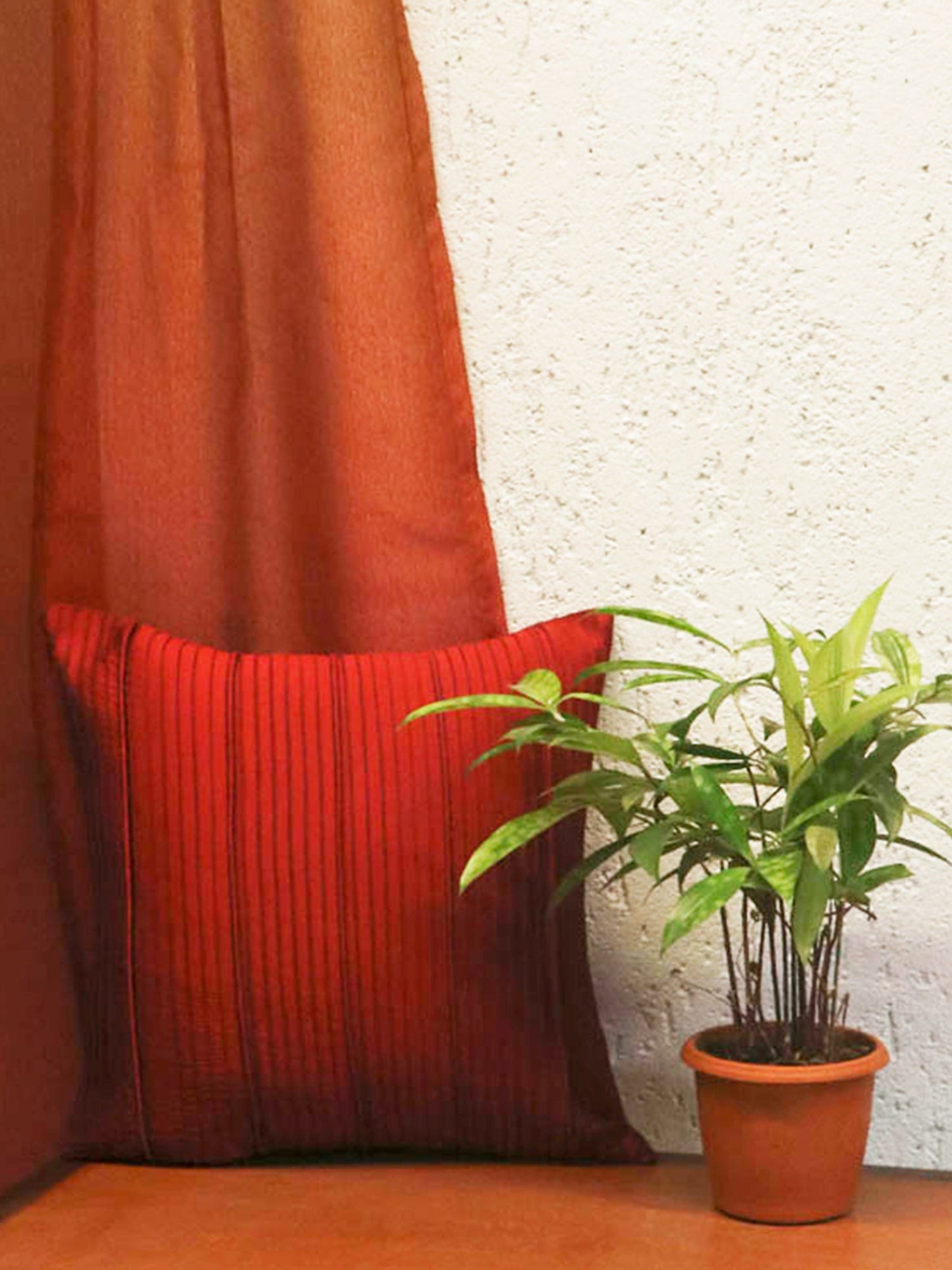 Technique Cushion Cover 100% Polyester Pleated Red - 12" X 12"