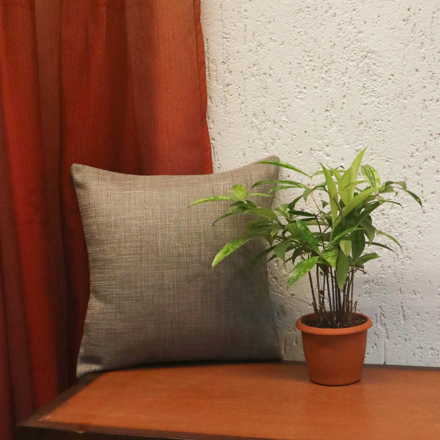 Embroidered Cushion Cover 100% Polyester Gold Solid Plain - 12" X 12"