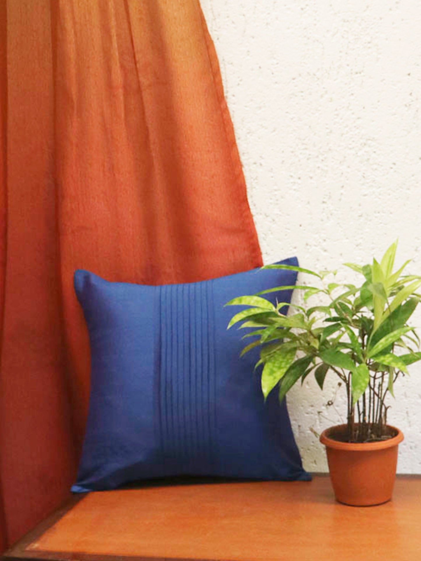 Technique Cushion Cover 100% Polyester Centre Pleated Aqua - 12" X 12"