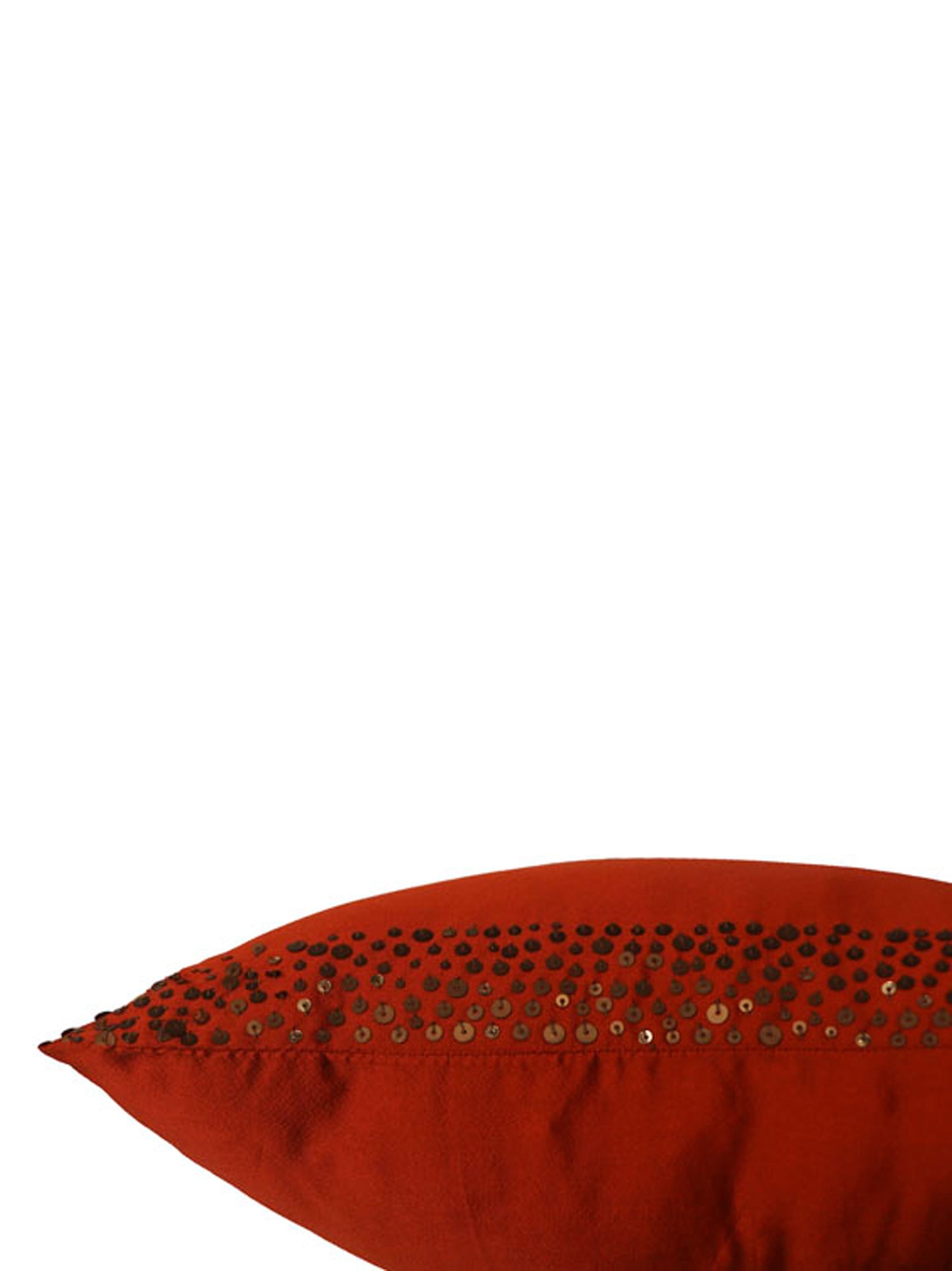 Hand embroidered 100% Polyester Cushion cover Orange- 12"x12"