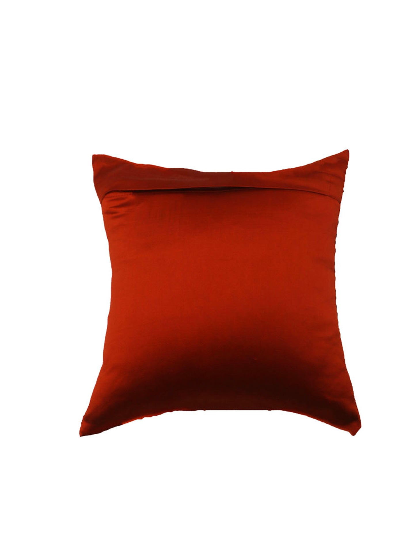 Hand embroidered 100% Polyester Cushion cover Orange- 12"x12"