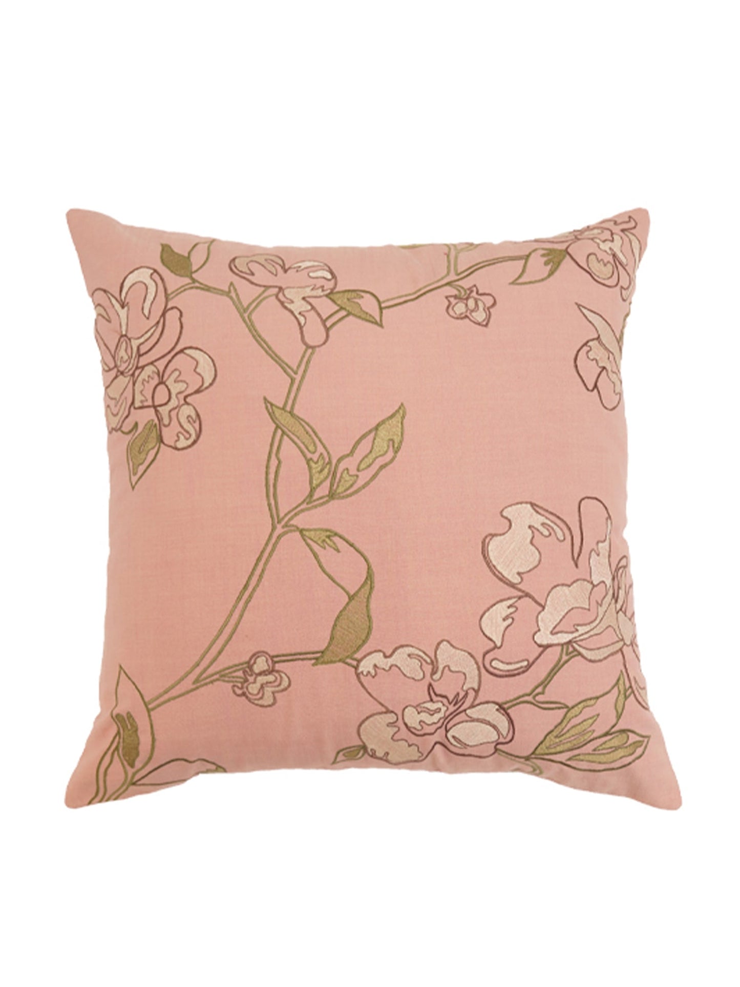 Cushion Cover Polycanvas Embroidered Floral Pink - 20" X 20"
