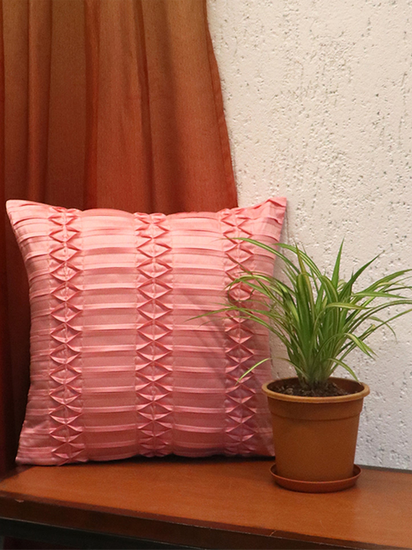 Technique Cushion Cover 100% Polyester Shell Pleated Pink - 16" X 16"