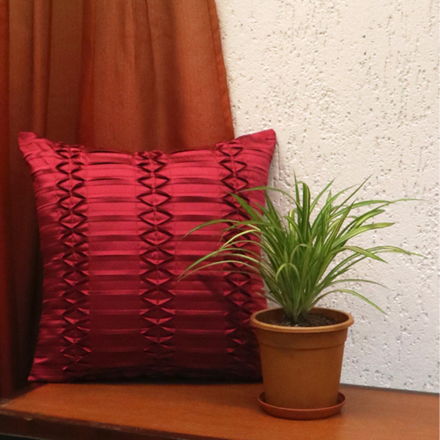 Technique Cushion Cover 100% Polyester Shell Pleated Pink - 16" X 16"