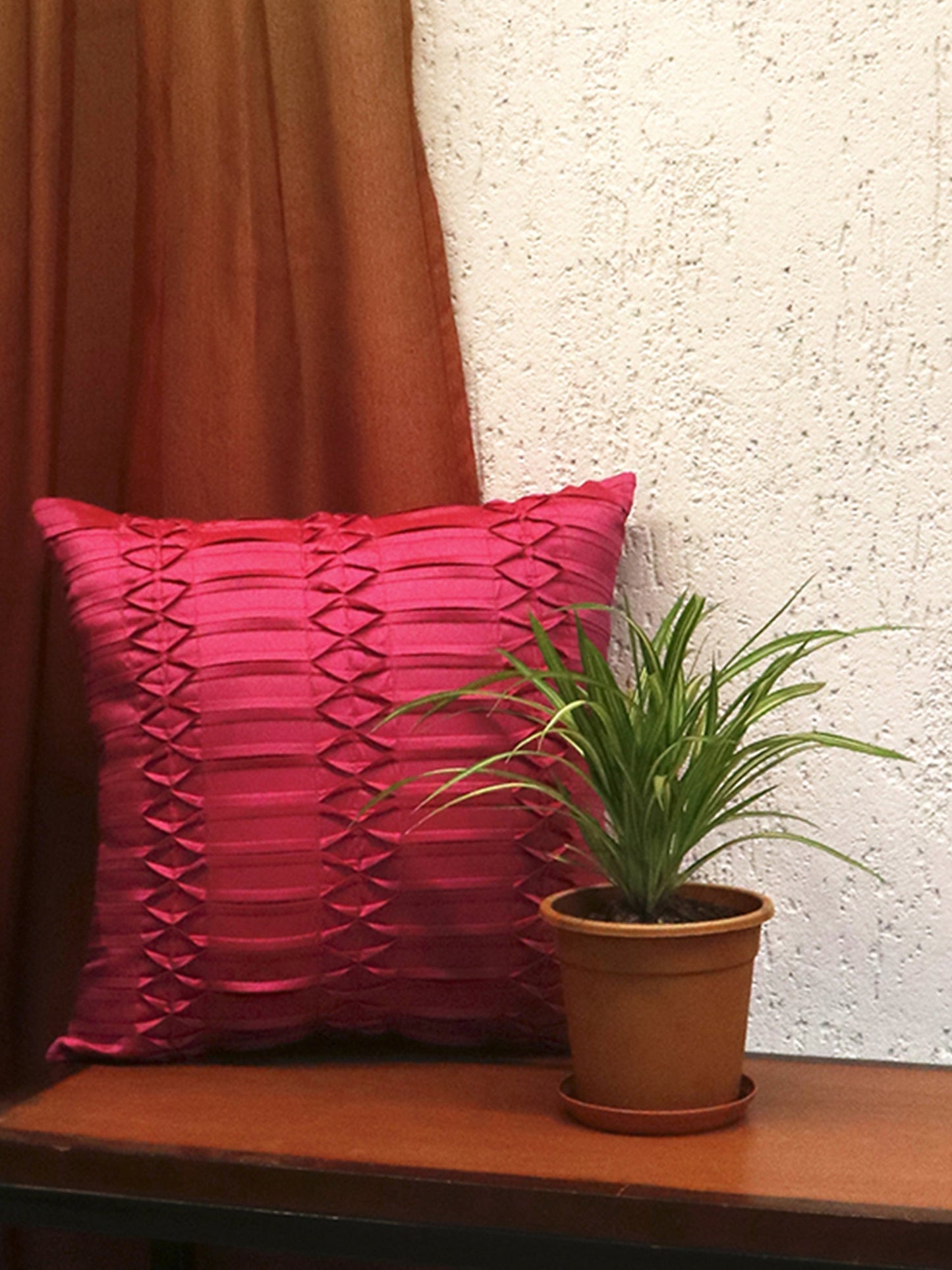 Technique Cushion Cover 100% Polyester Shell Pleated Pink - 16" X 16"