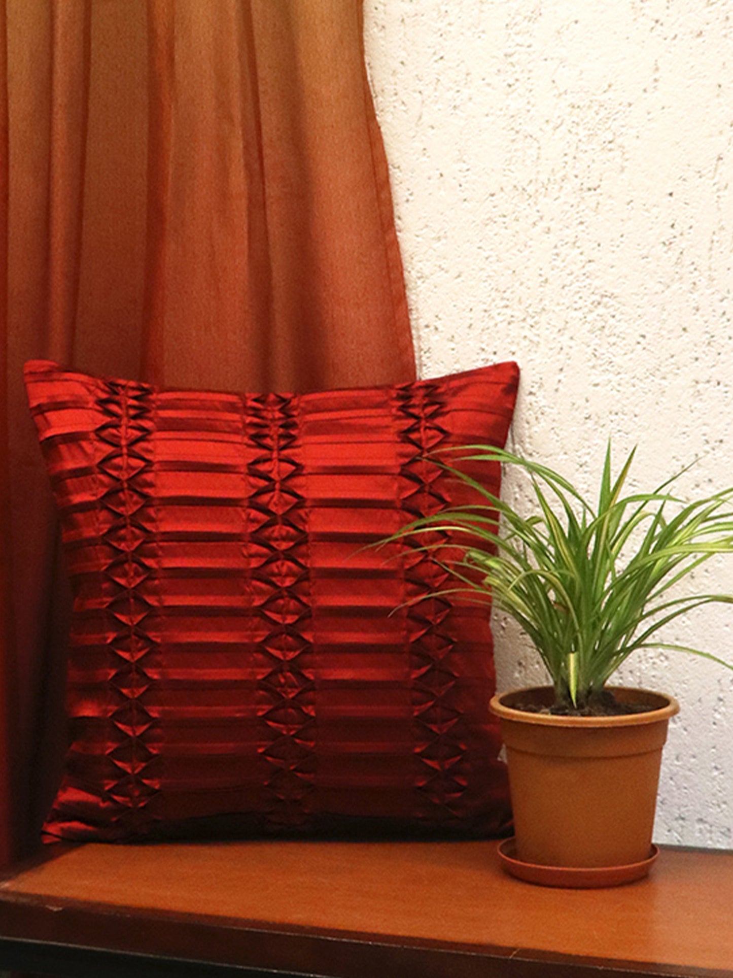 Technique Cushion Cover 100% Polyester Shell Pleated Pink - 16" X 16"