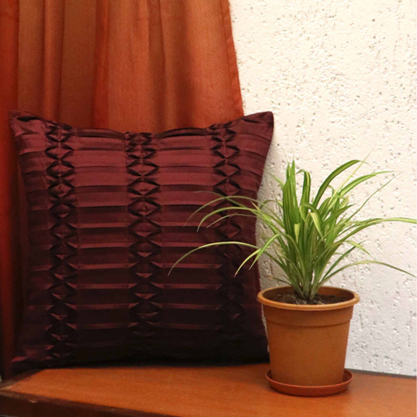 Technique Cushion Cover 100% Polyester Shell Pleated Pink - 16" X 16"
