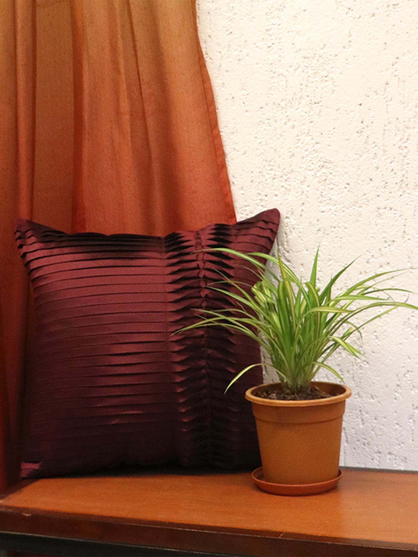 Technique Cushion Cover 100% Polyester One-Side Pleated Rose Pink - 16" X 16"