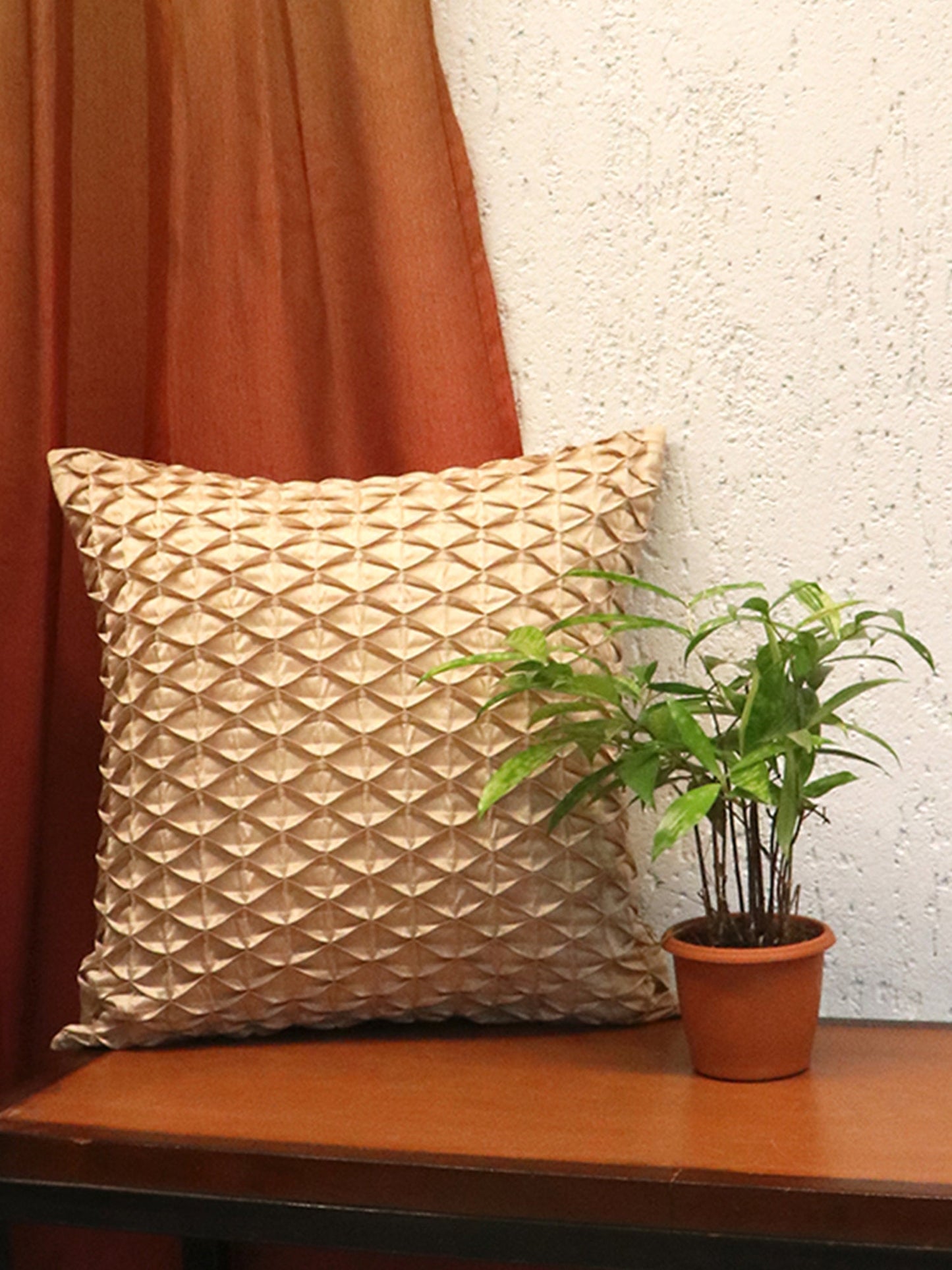 Technique Cushion Cover 100% Polyester Shell Pleated Cream - 16" X 16"