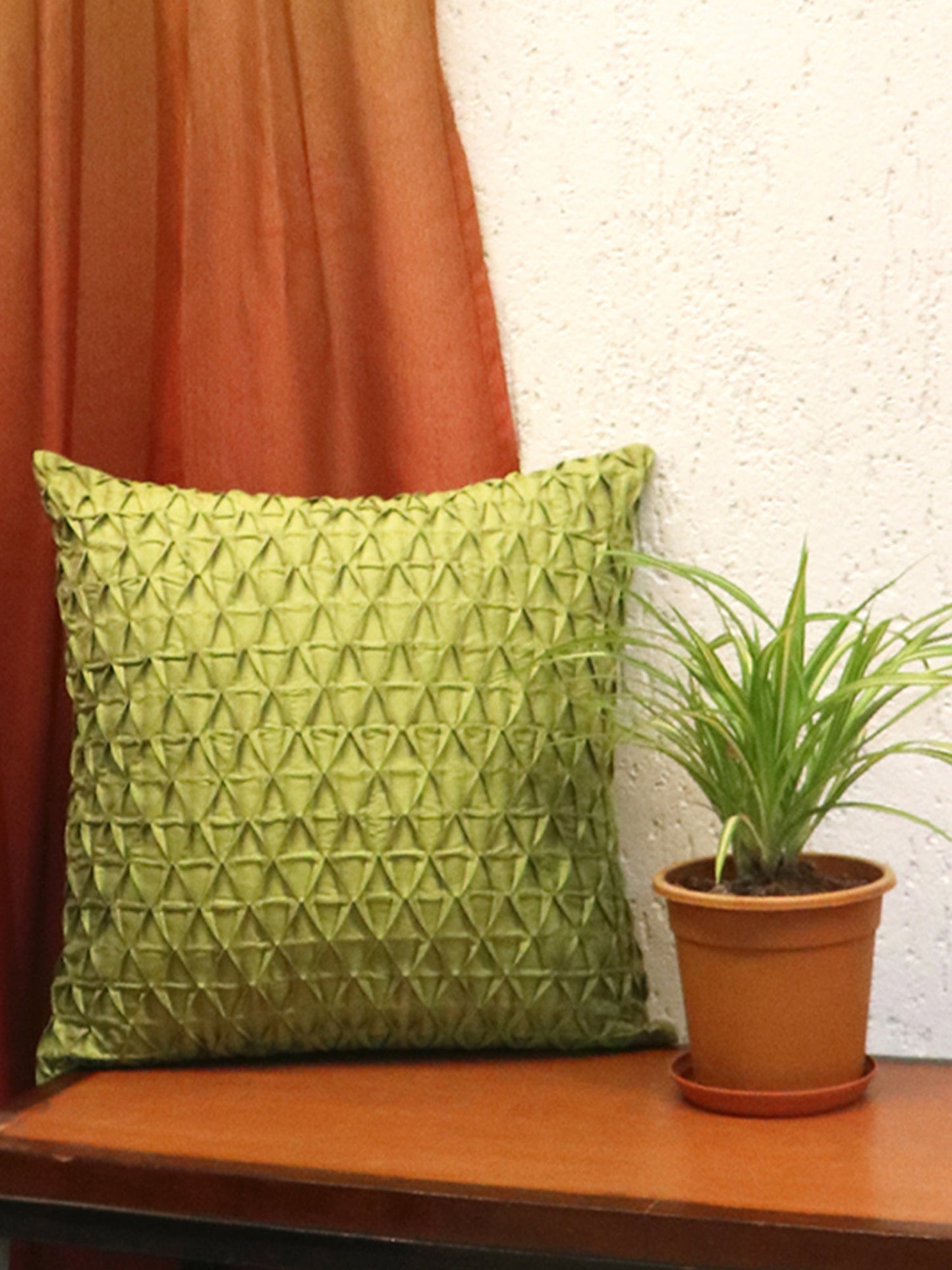 Technique Cushion Cover 100% Polyester Shell Pleated Green - 16" X 16"