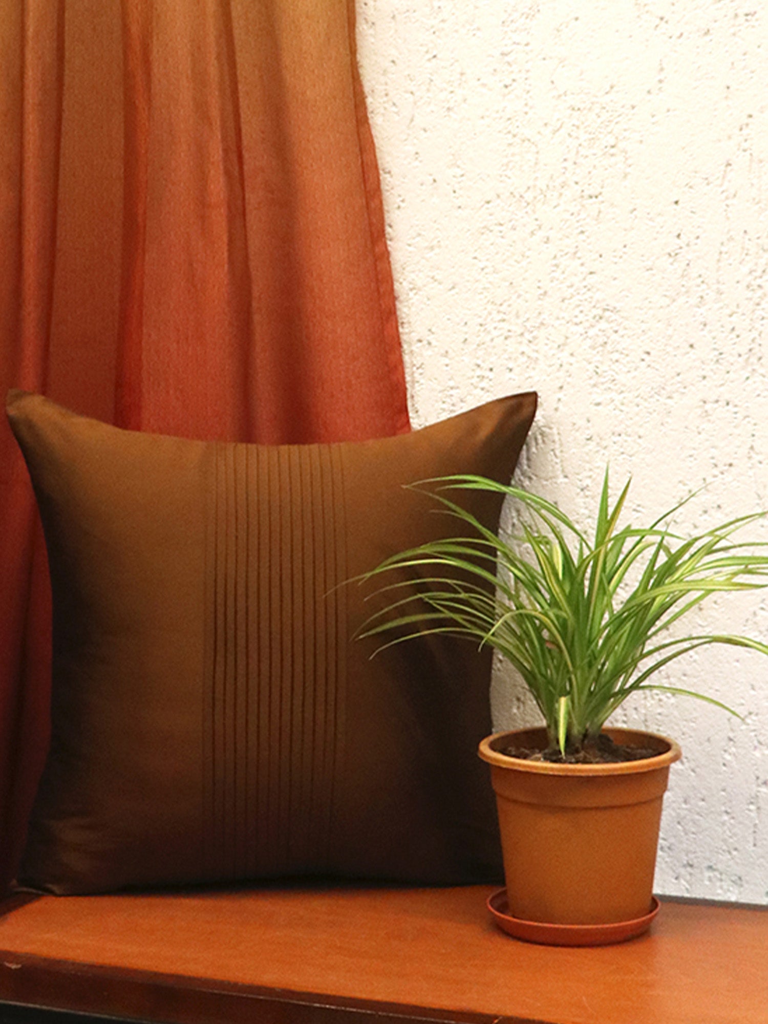 Pleating Cushion cover 100% Polyester Brown - 16"X 16"