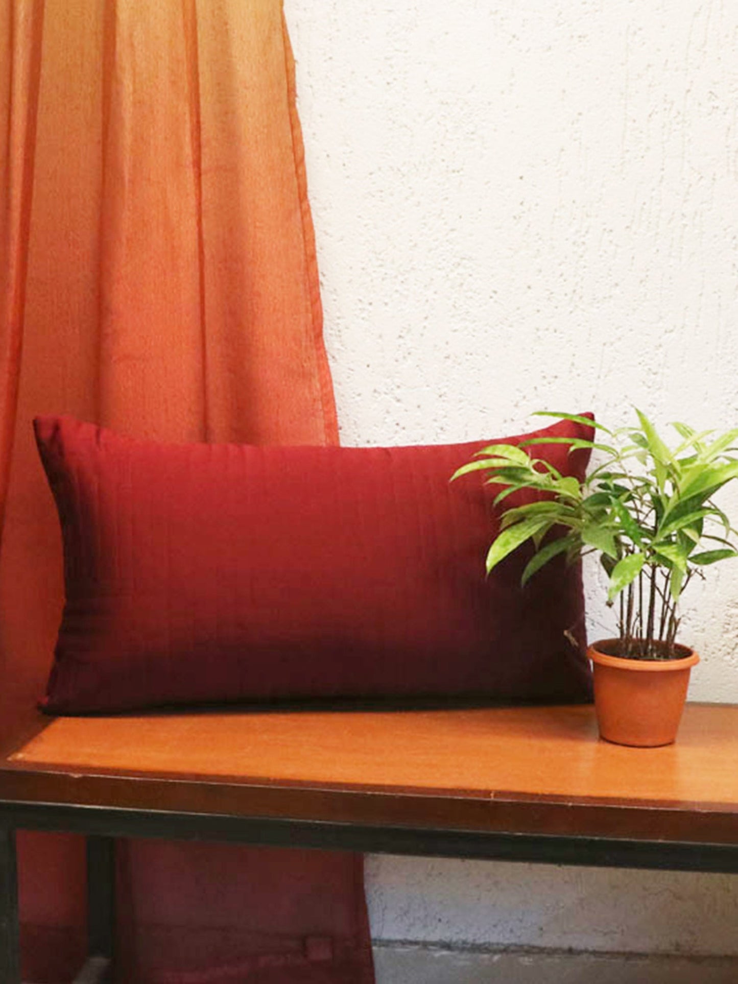 Technique Cushion Cover 100% Polyester Quilted Maroon - 12" X 22"