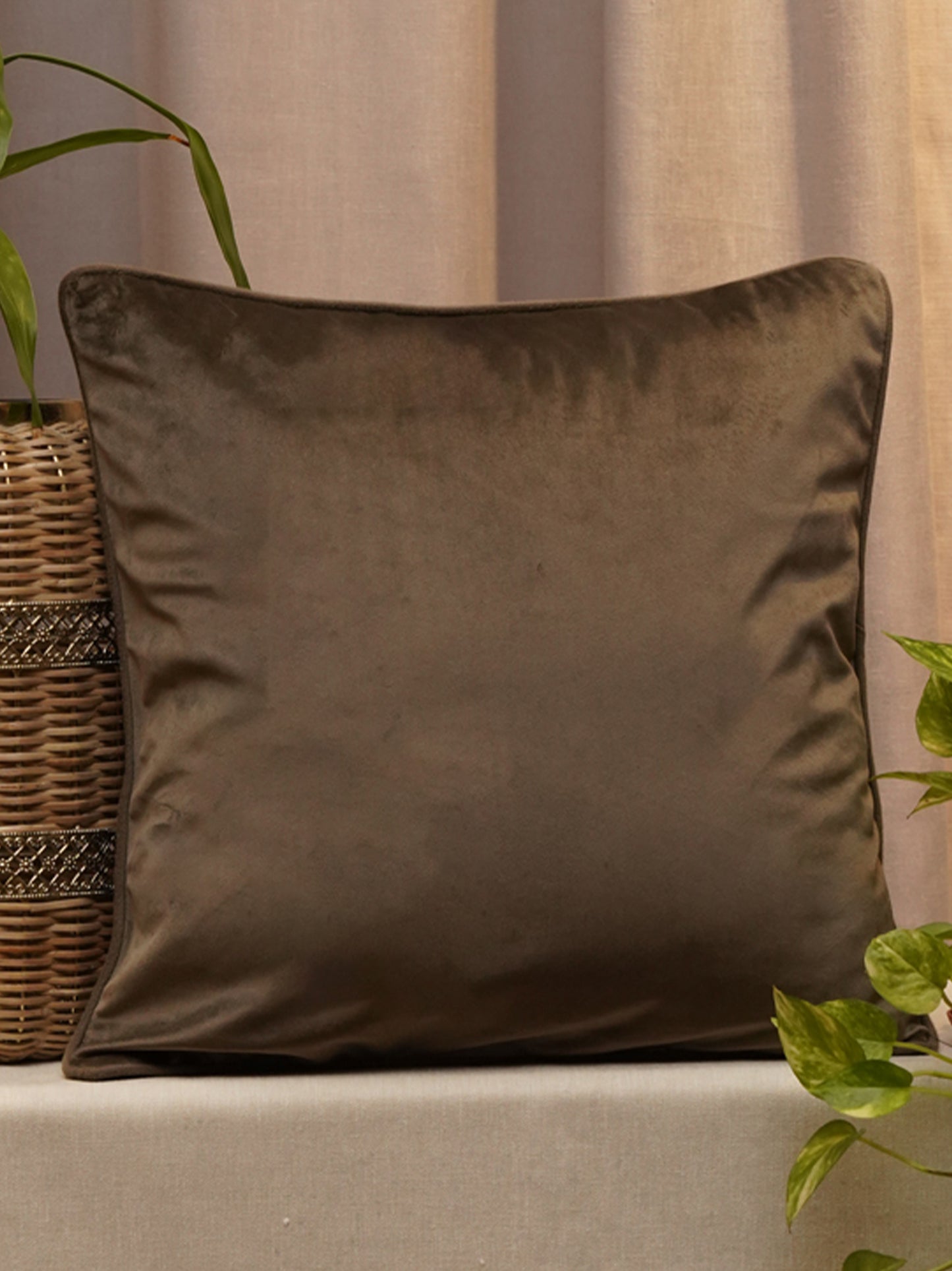 Cushion Cover Velvet Solid Rust - 12" X 12"