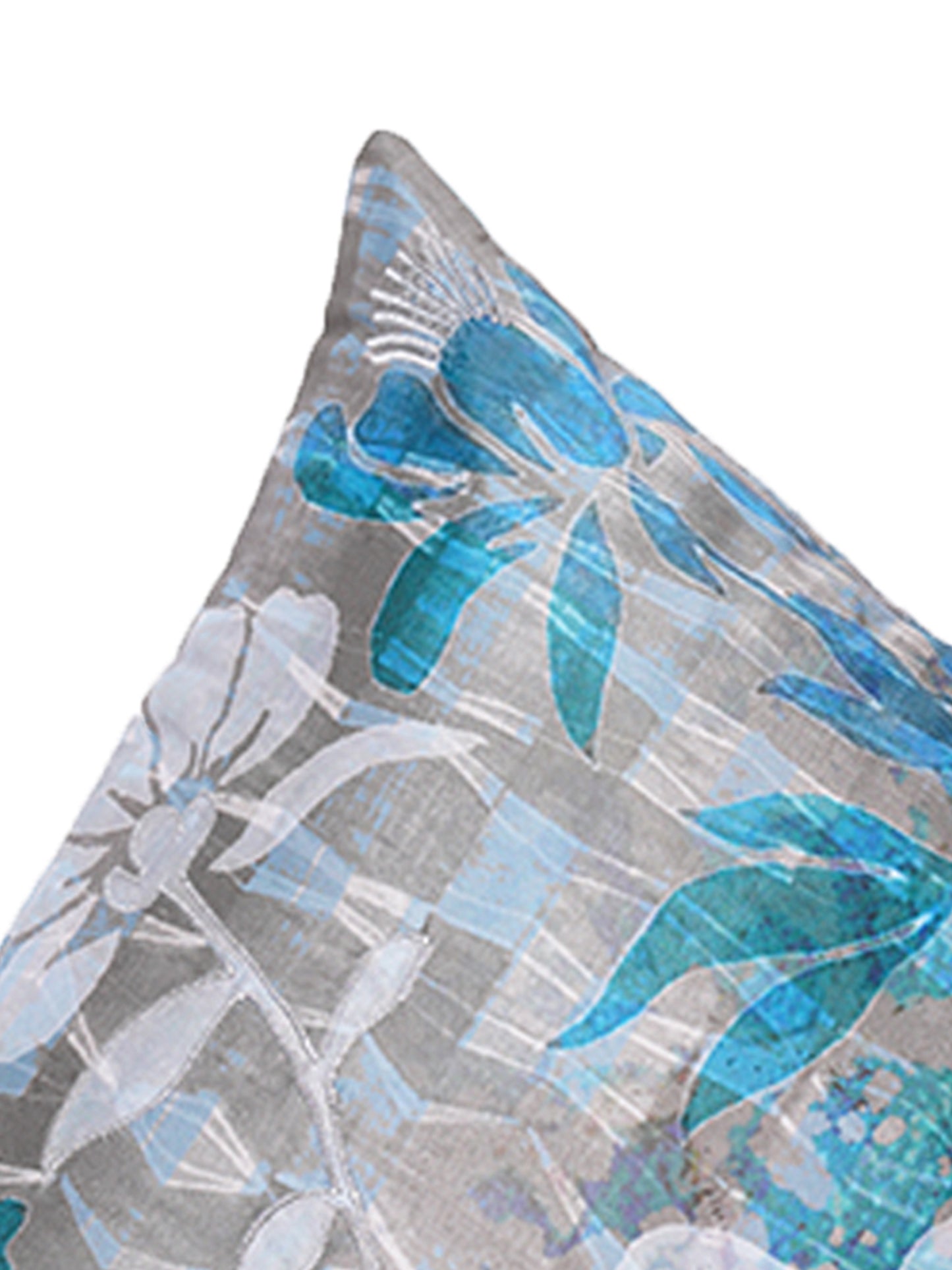 Cushion Cover 100% Polyster Floral Embroidered Teal - 16" X 16"