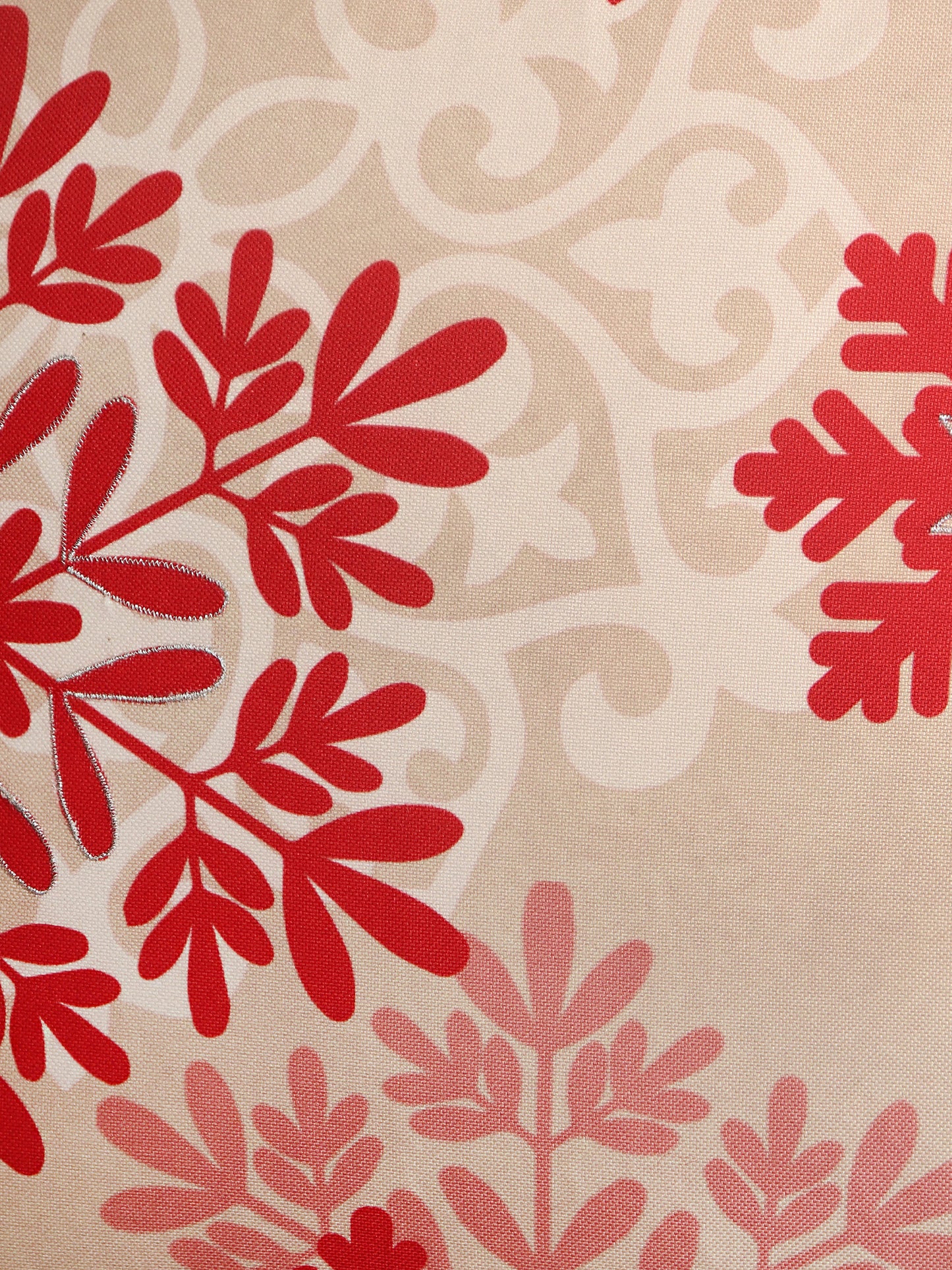 Printed Cushion Cover with Silver Zari Highlights Cotton Blend Rust - 16" x 16"