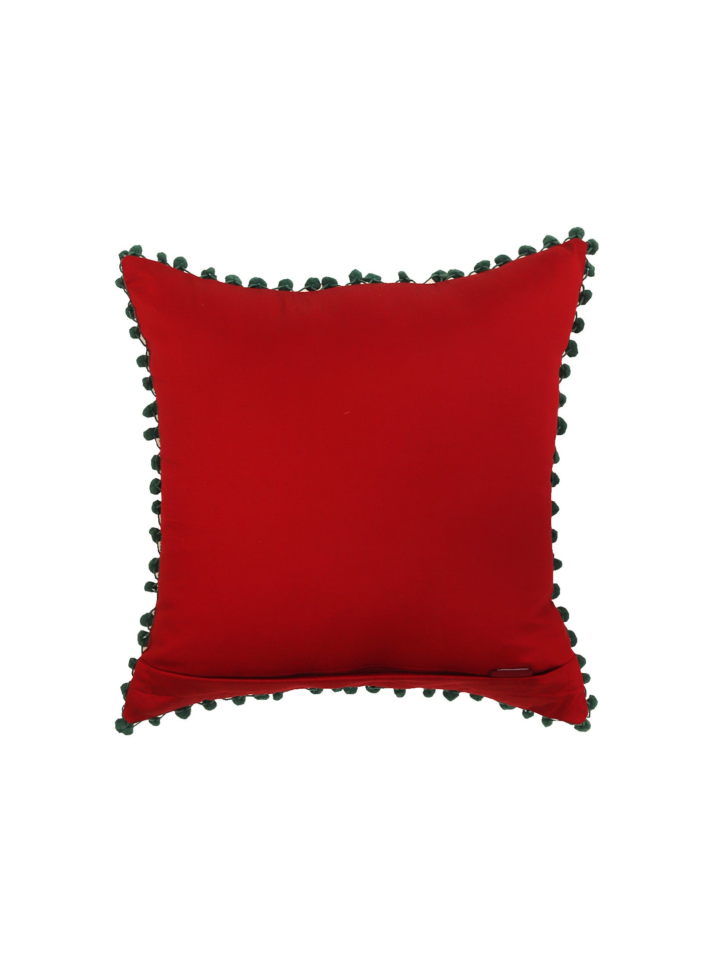 Pom Pom Cushion Cover Polyester Blend Solid Red - 16" x 16"