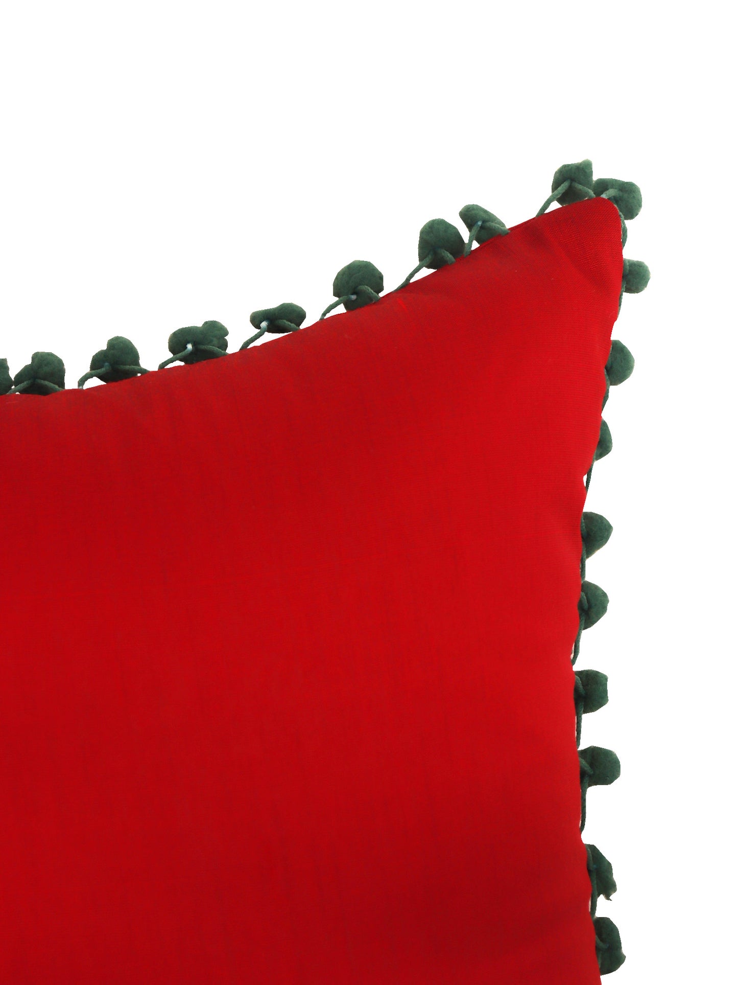 Pom Pom Cushion Cover Polyester Blend Solid Red - 16" x 16"
