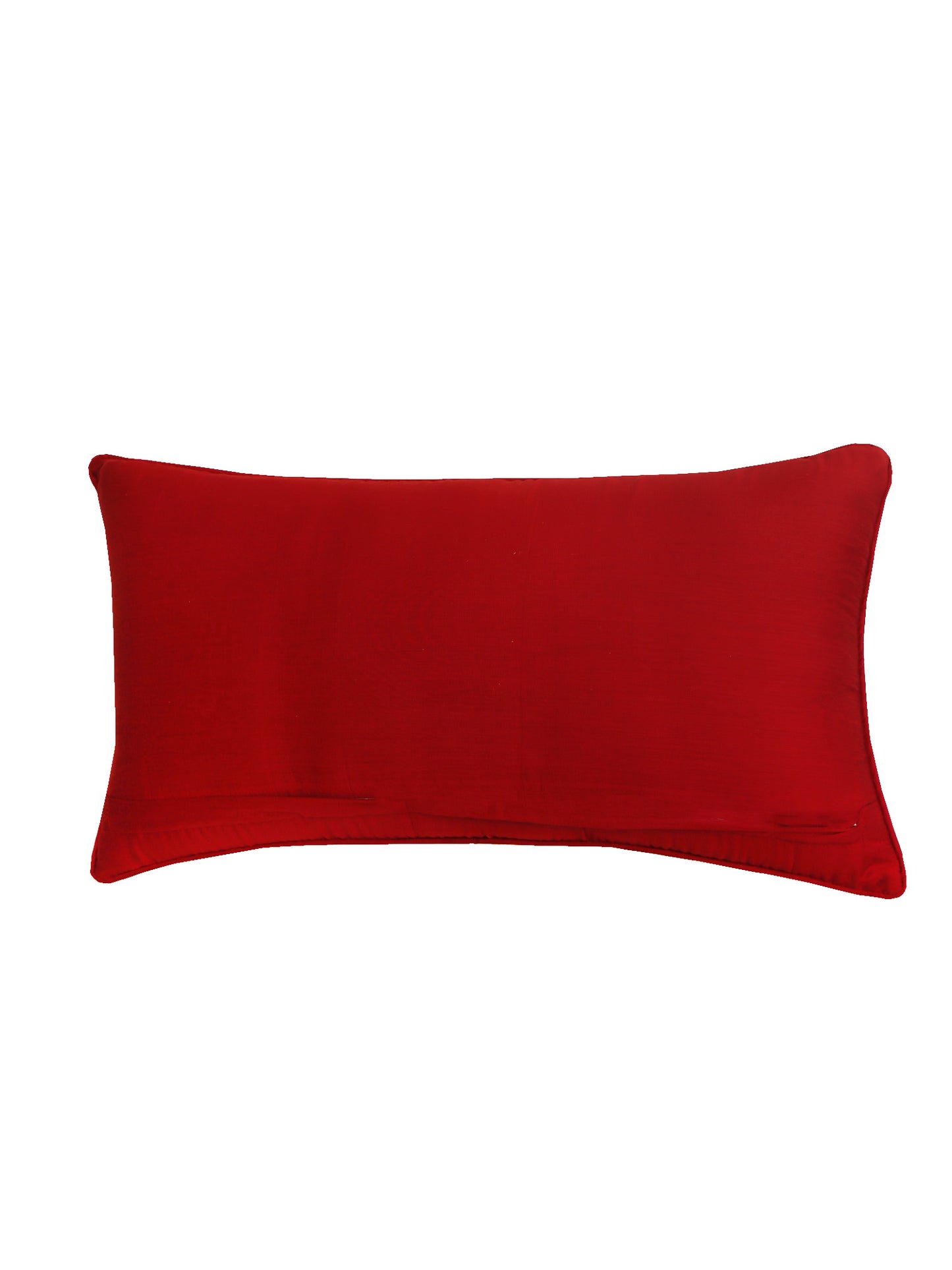 Printed Cushion Cover with Cord Piping Houndstooth Cotton Polyester Red Green White- 12" x 22"