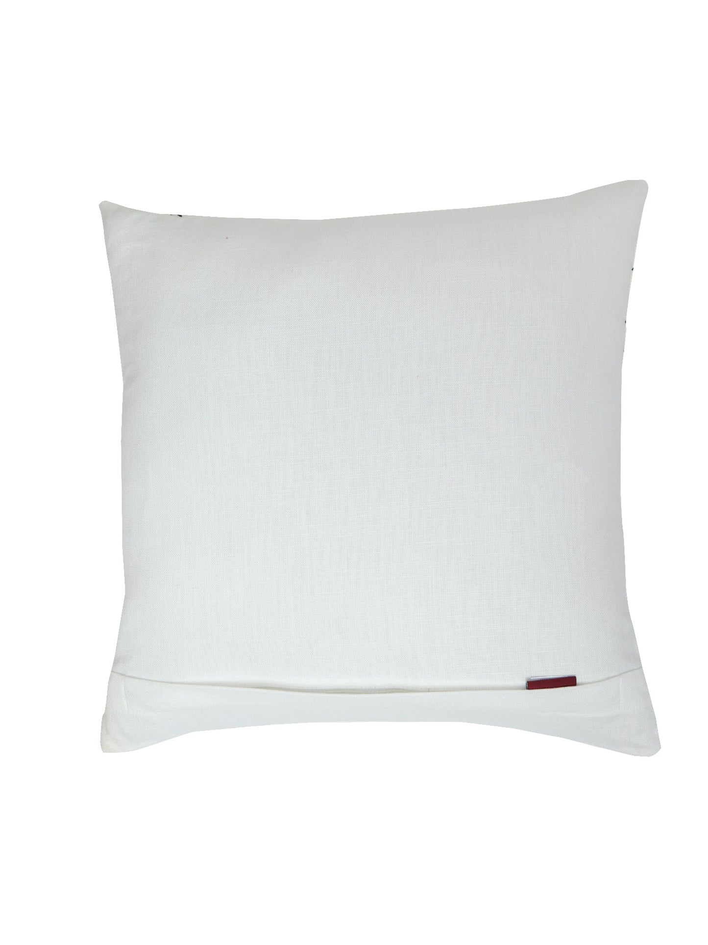 Embroidery Chawal taka Cushion Cover with Lines Cotton Blend White - 16" x 16"