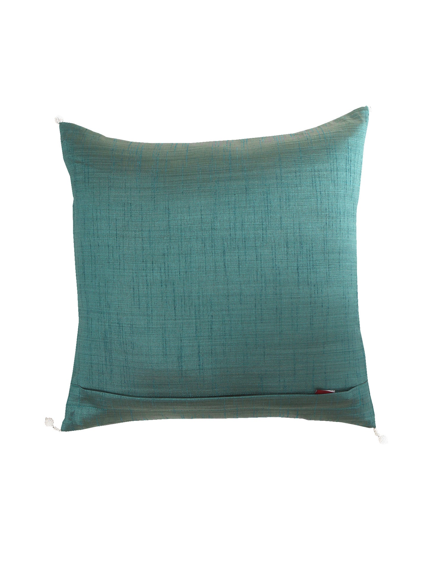 Self Quilted Cushion Cover with Bead Polyester Blend Teal - 16" x 16"