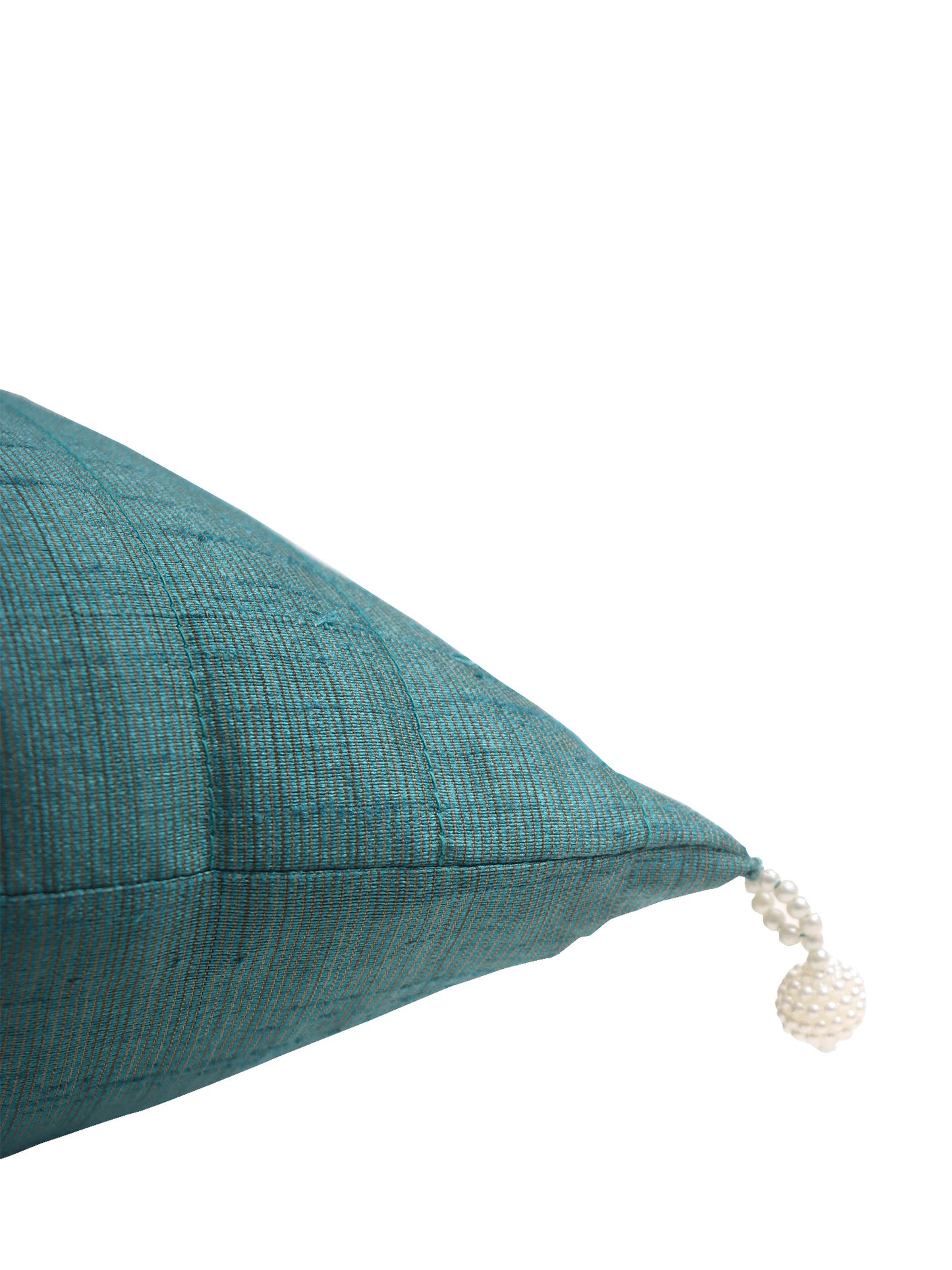 Self Quilted Cushion Cover with Bead Polyester Blend Teal - 16" x 16"