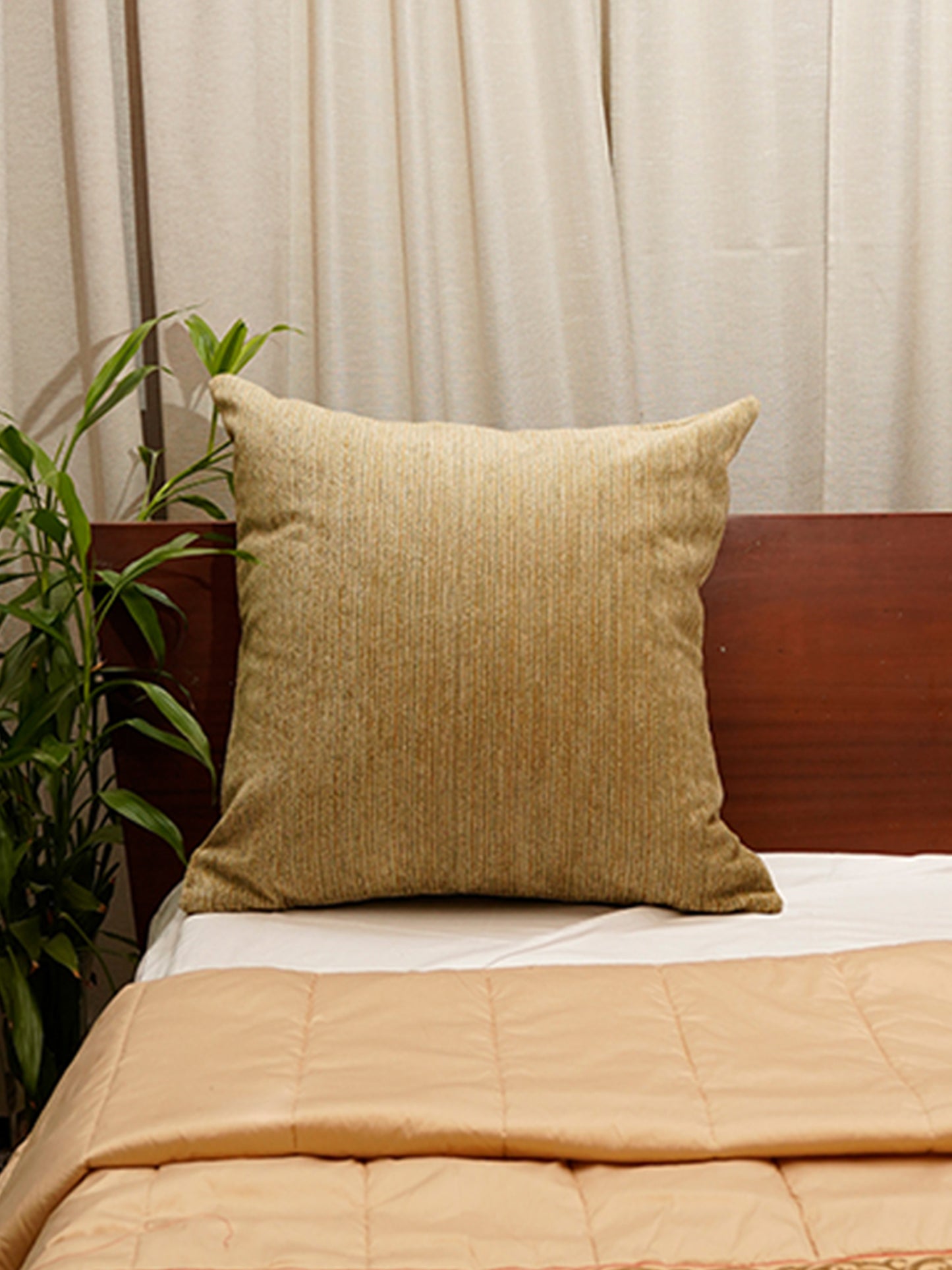 Cushion Cover Polyster Blend Self Textured Beige - 24"X24"
