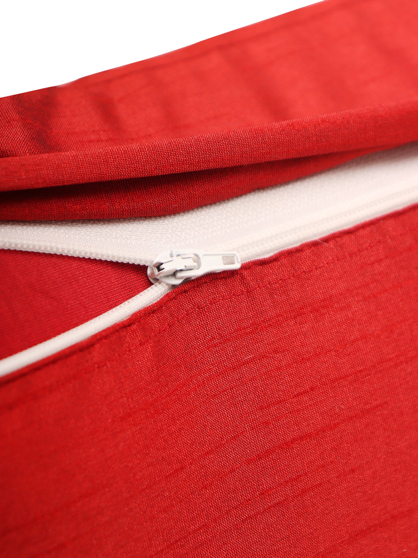 Line Embroidered Cushion Cover Polyester Blend Red - 12" x 22"