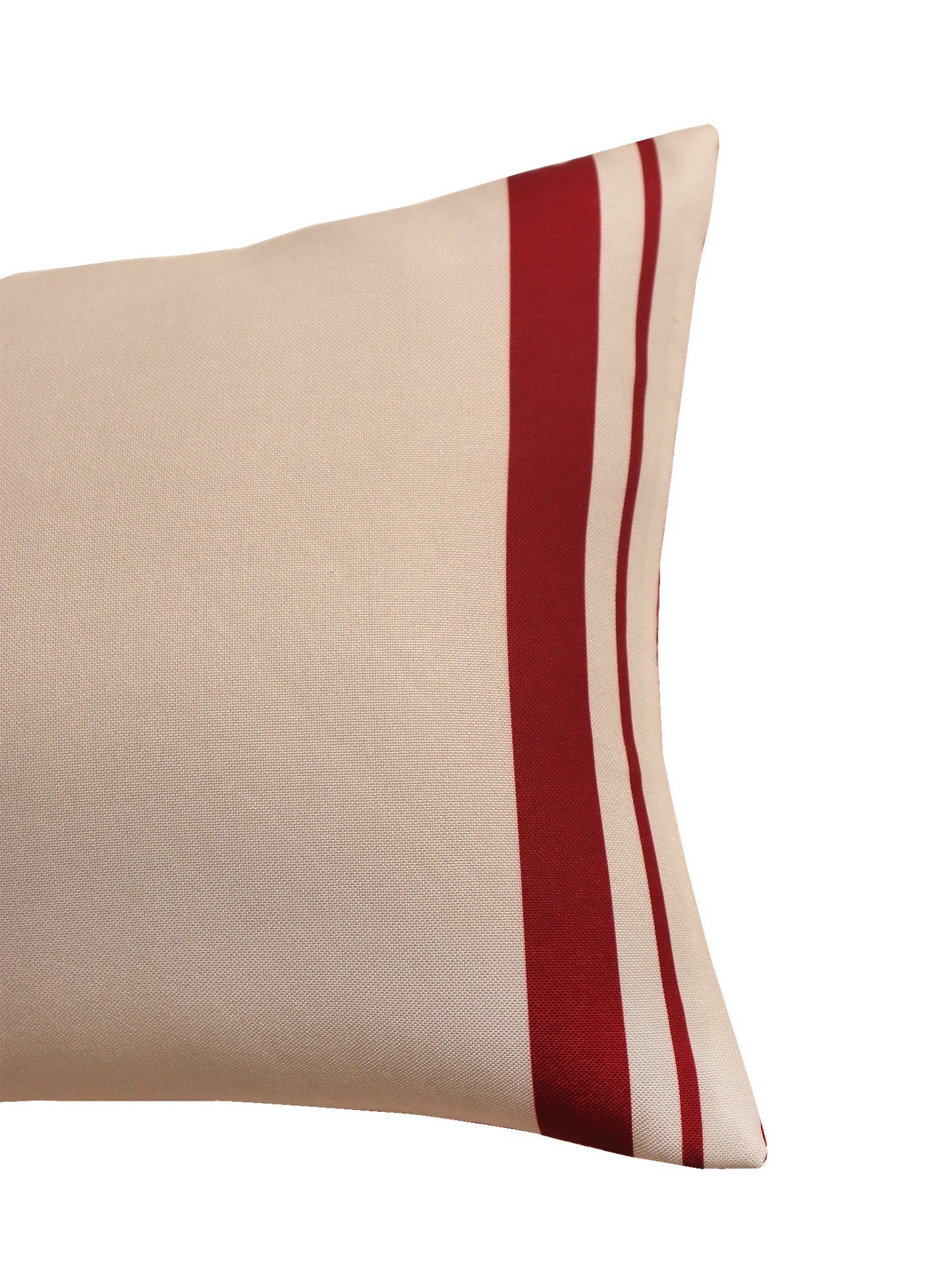 Printed Cushion Cover Stripes Cotton Poly Blend White/Red - 12" x 22"