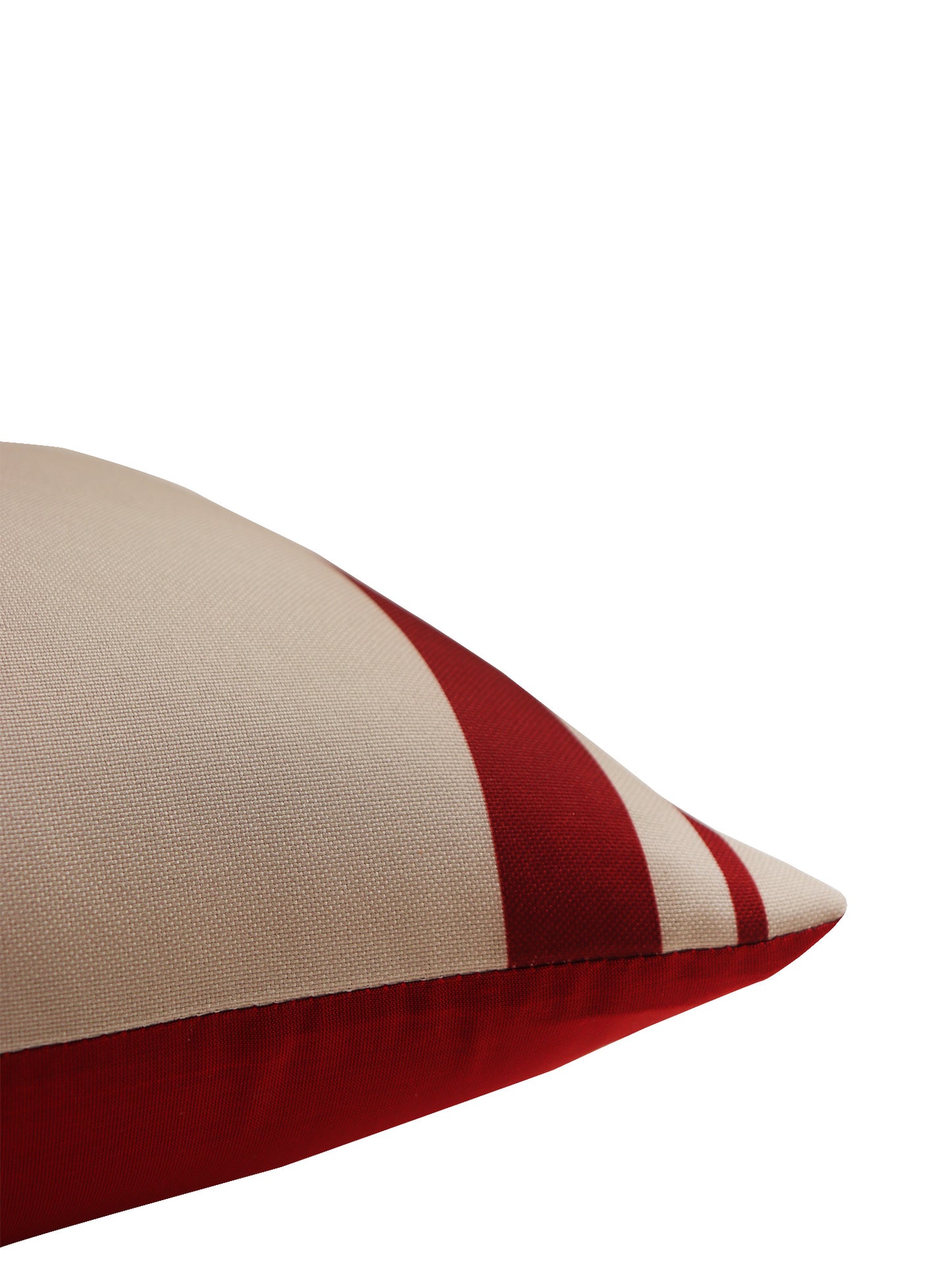 Printed Cushion Cover Stripes Cotton Poly Blend White/Red - 12" x 22"