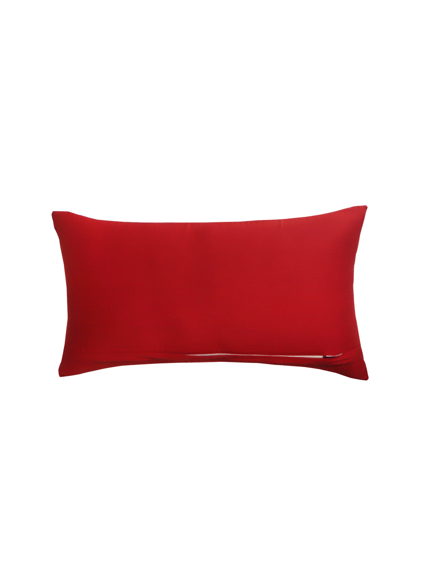 Printed Cushion Cover Stripes Cotton Poly Blend White/Red - 12" x 22"