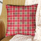Reversible Cushion Cover Polycanvas Digital print Checks with Snowflakes Red - 16" X 16"
