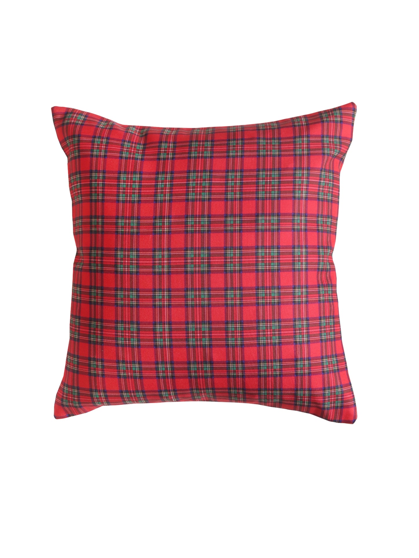Reversible Cushion Cover Polycanvas Digital print Checks Red - 16" X 16"