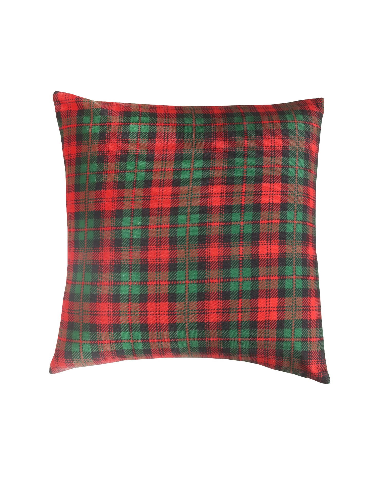 Reversible Cushion Cover Polycanvas Digital print Checks Green - 16" X 16"
