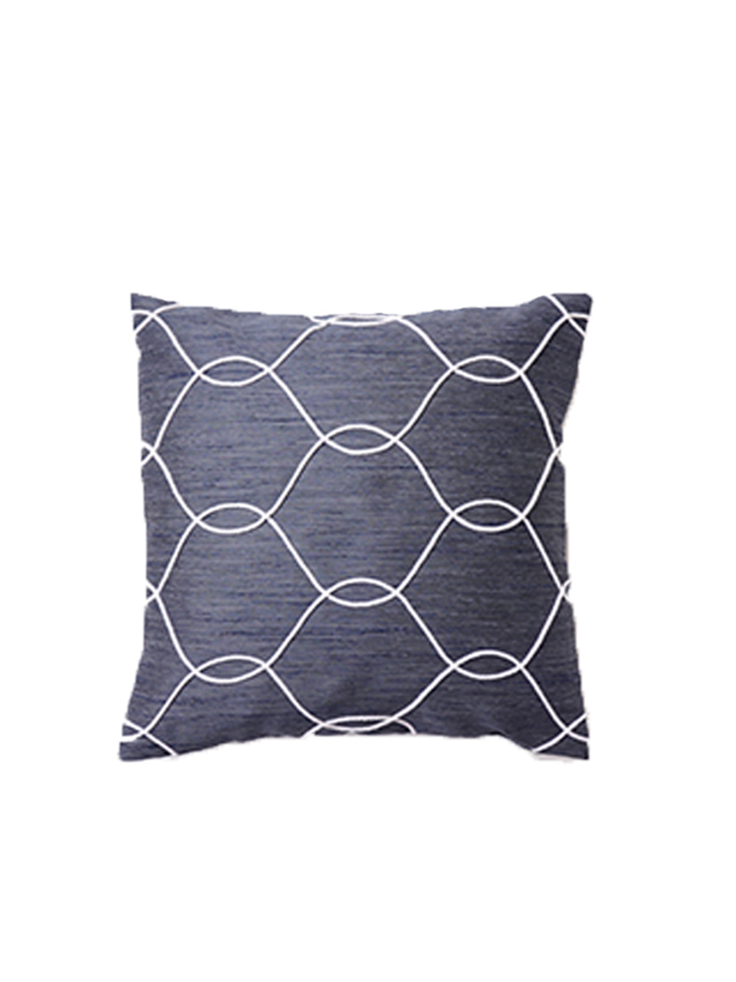 Cushion Cover Polyster Blend Abstract Embroidered Blue - 16" X 16"