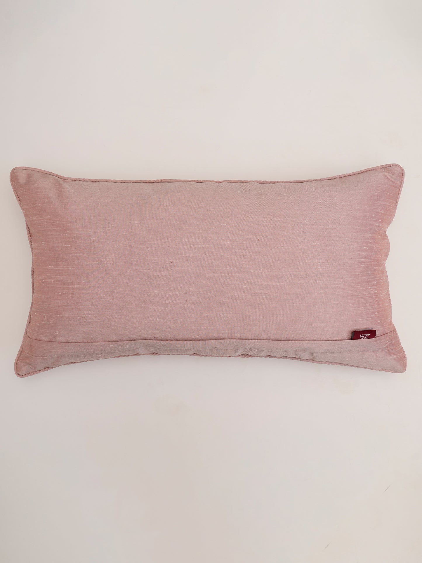 Cushion Cover Polyester Blend Cord Piping and Quilting with Embroidery Pink - 12" X 22"