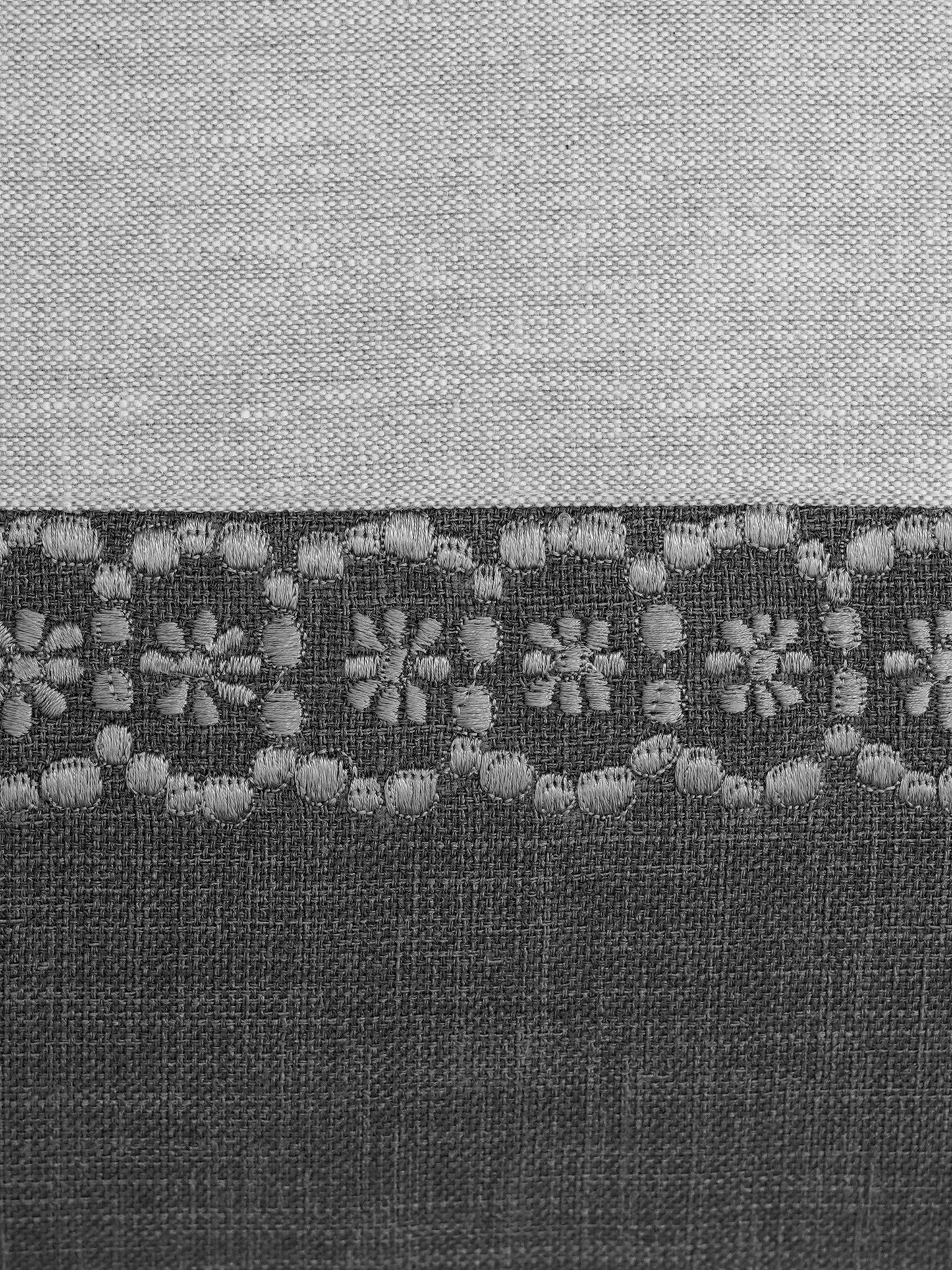 Cushion Cover Cotton Blend Patchwork with Embroidery Grey - 12" X 22"