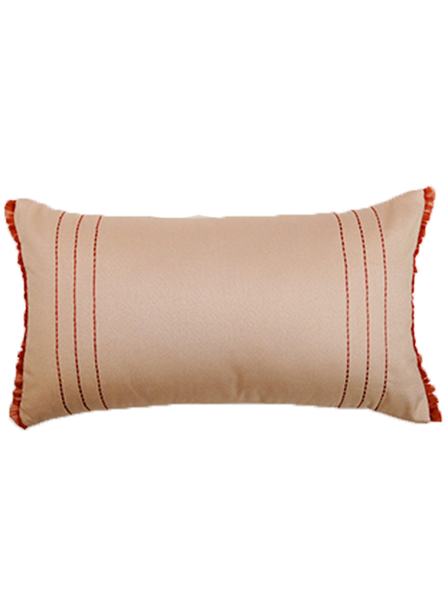 Cushion Covers Embroidered with Frills Geometric Beige - 12" X 22"