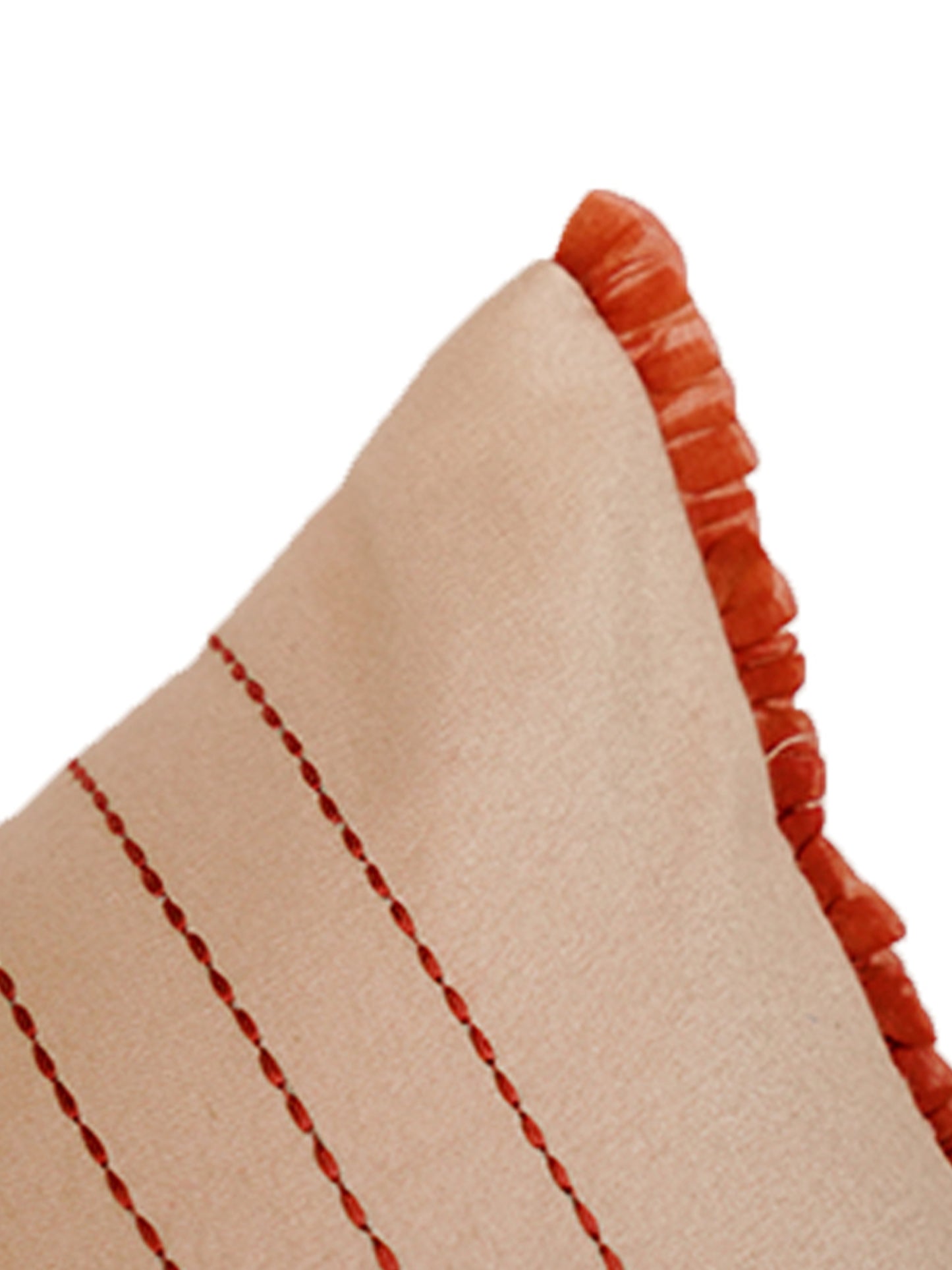 Cushion Covers Embroidered with Frills Geometric Beige - 12" X 22"