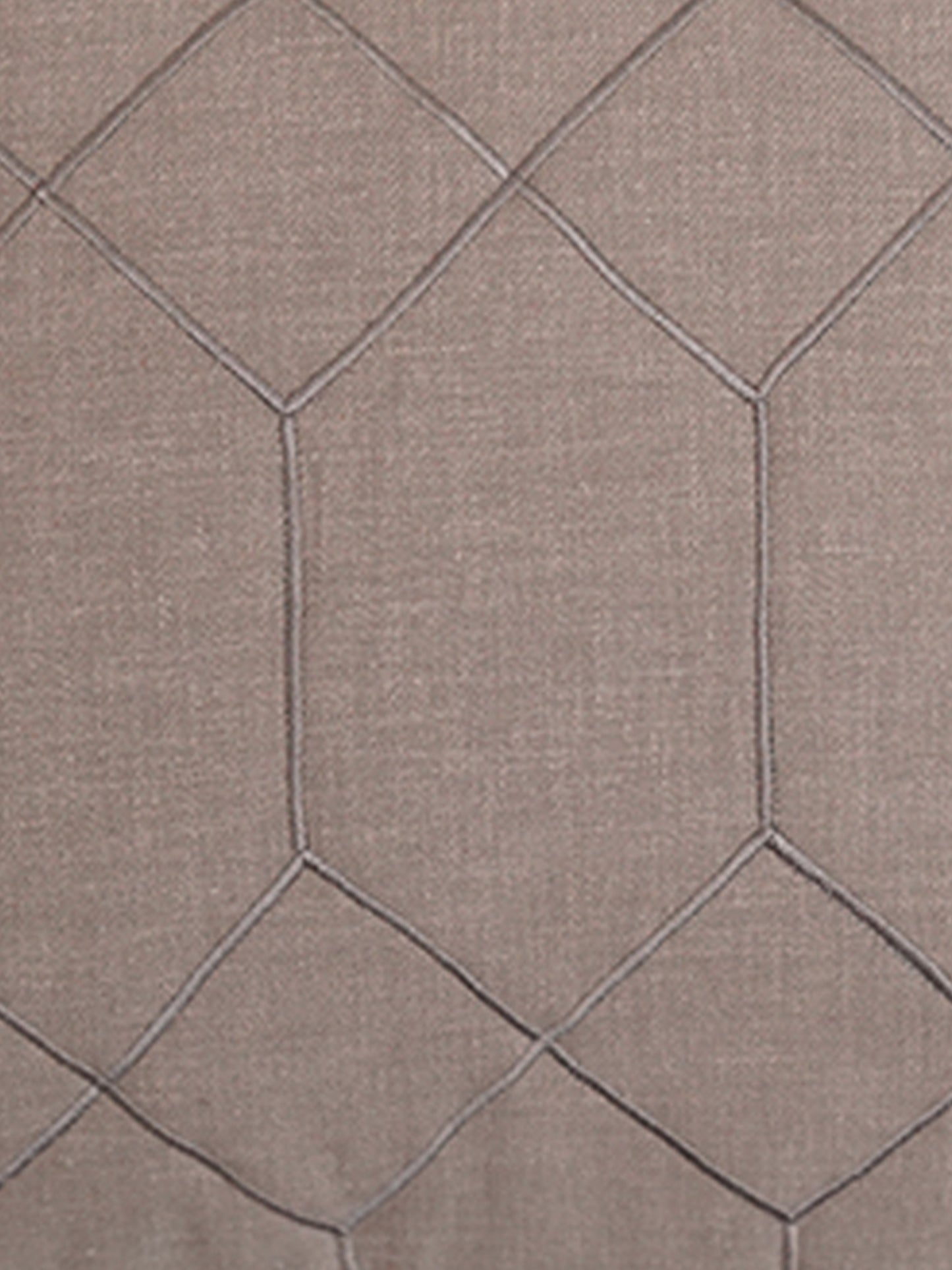 Cushion Cover Cotton Blend Geometric Quilted with Embroidery Grey - 12" X 22"