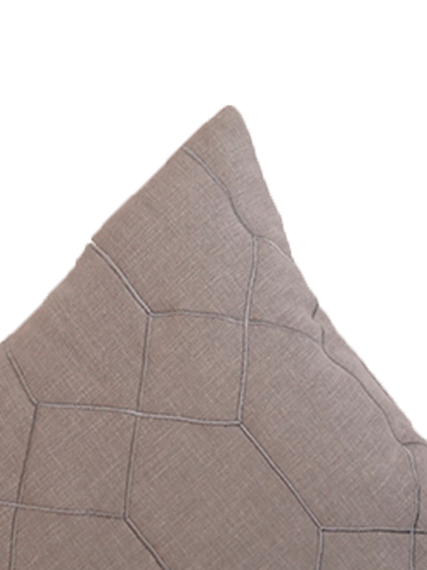 Cushion Cover Cotton Blend Geometric Quilted with Embroidery Grey - 12" X 22"
