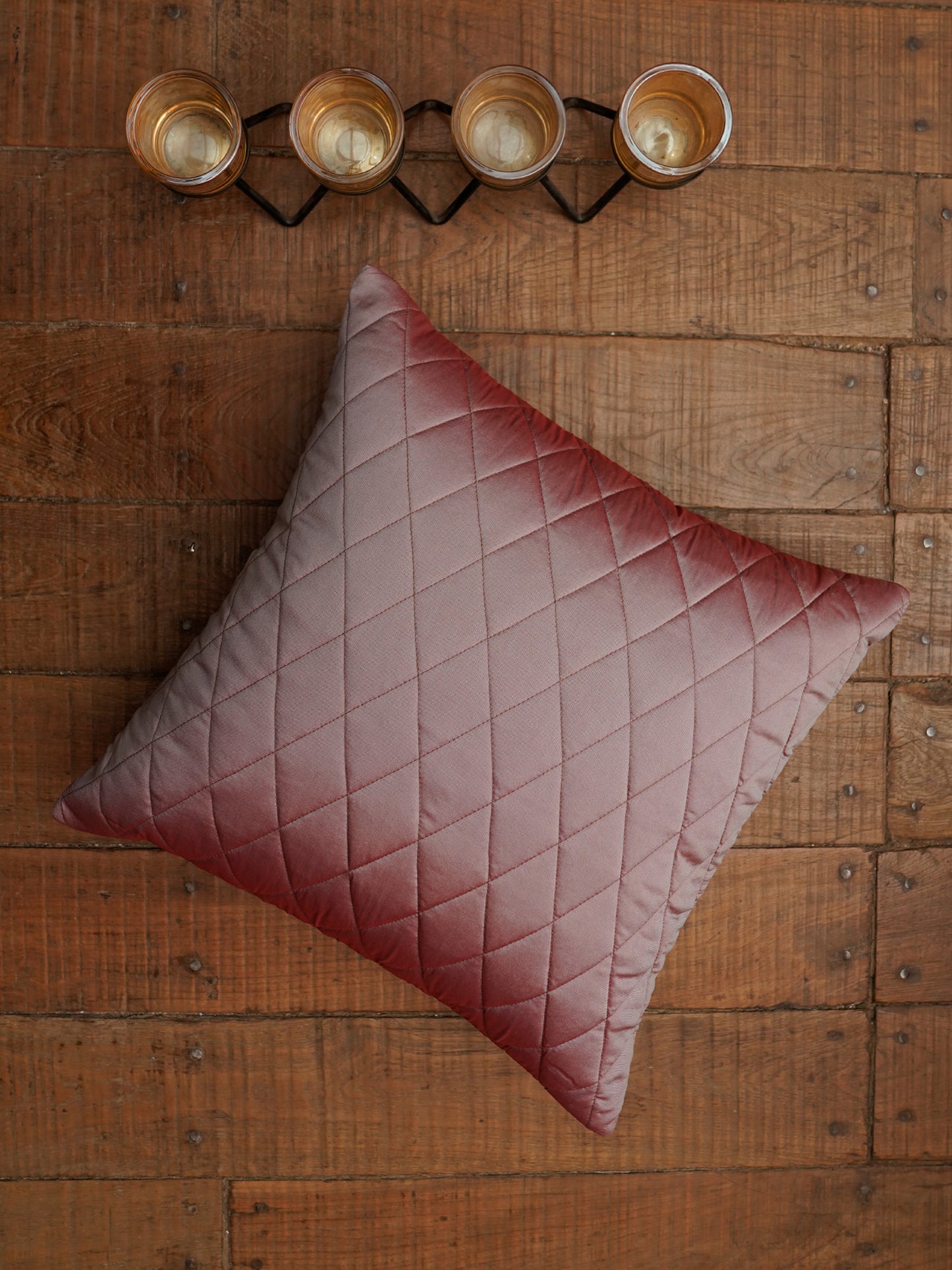 Cushion Cover Diamond Quilted Polyester Blend Orange - 16" x 16"