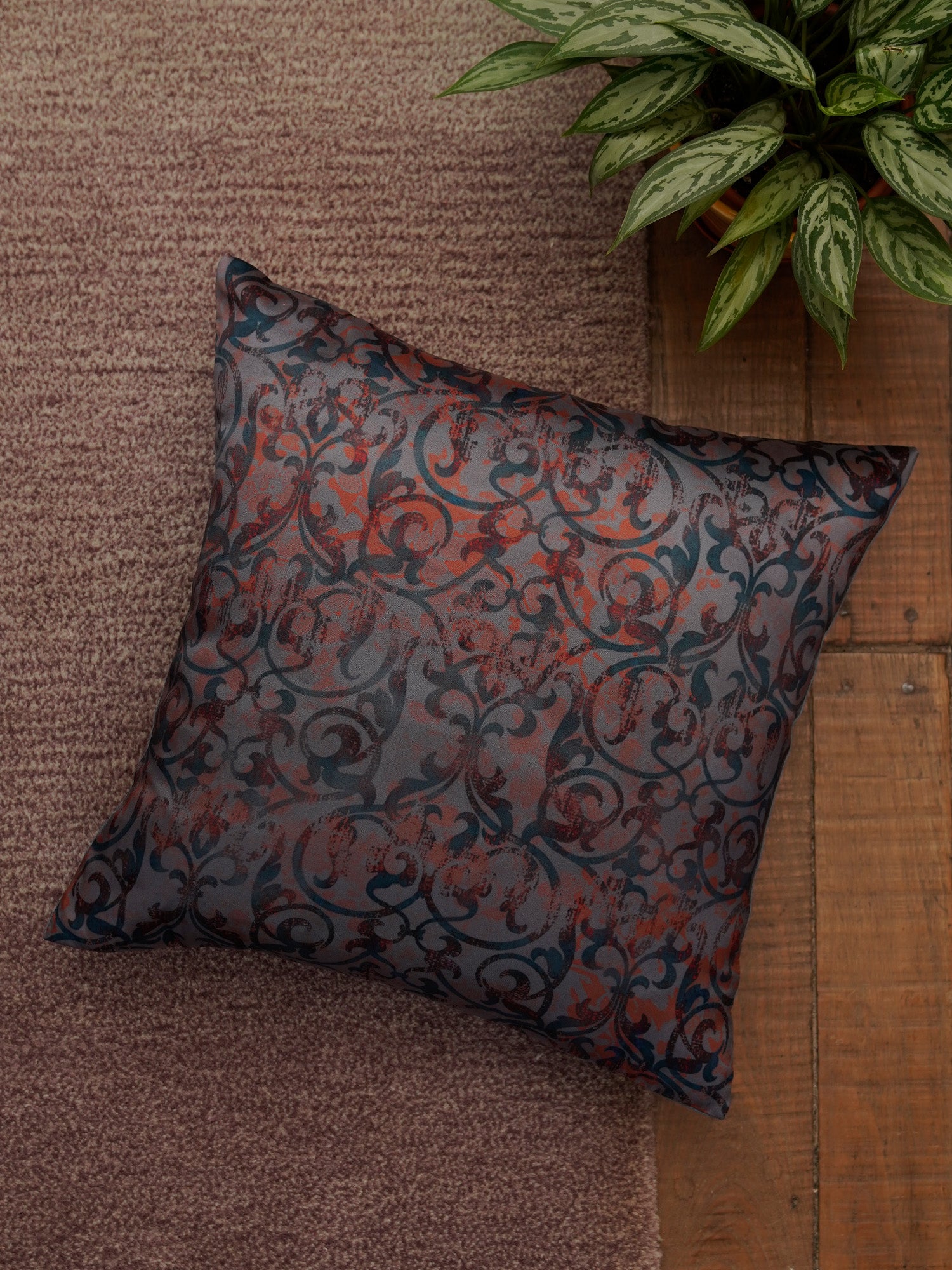 Cushion Cover Taffeta Modern Damask Multi - 16" X 16"