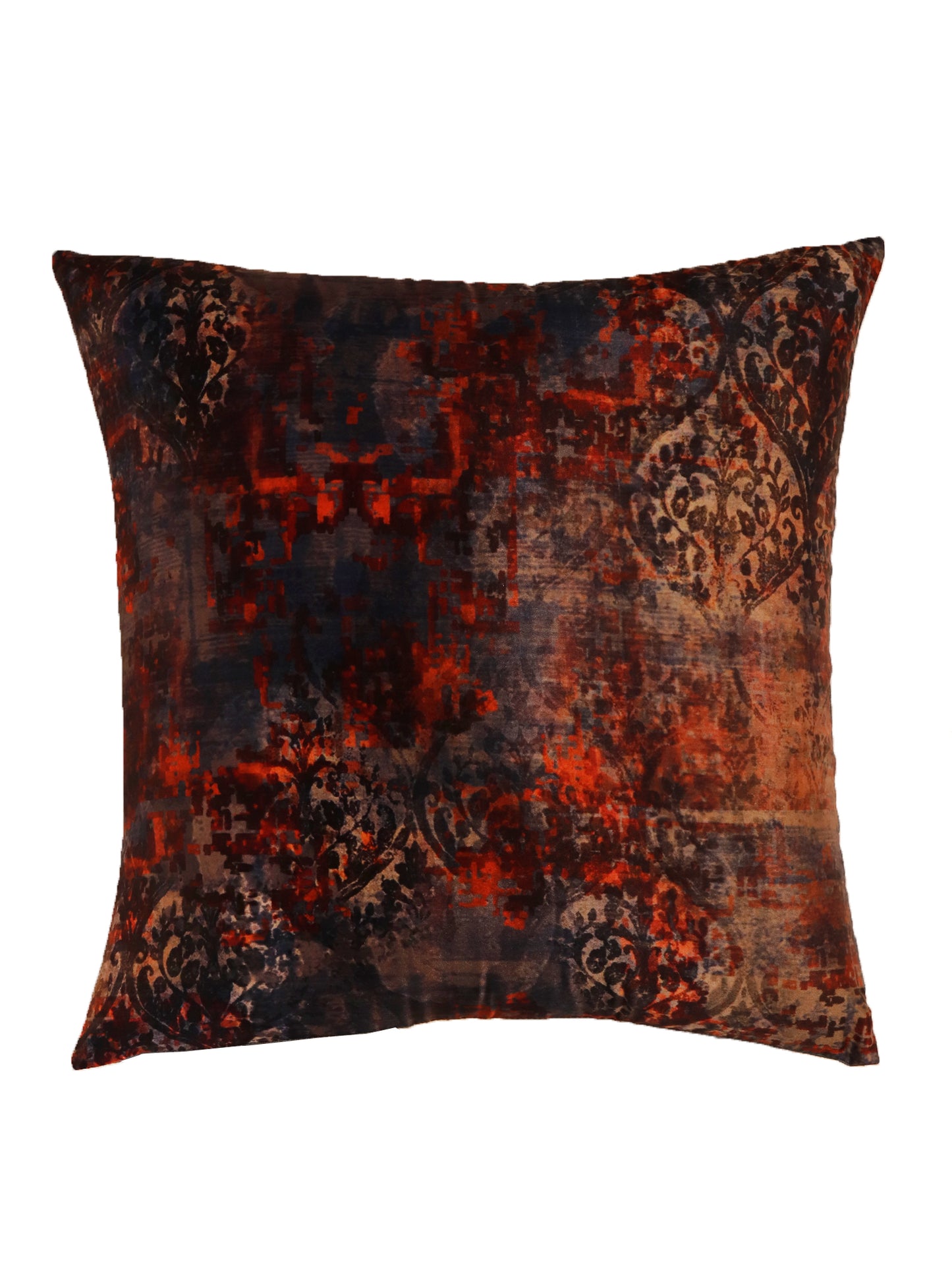 Cushion Cover Printed Taffeta Contemporary Print Blue Maroon - 16" X 16"