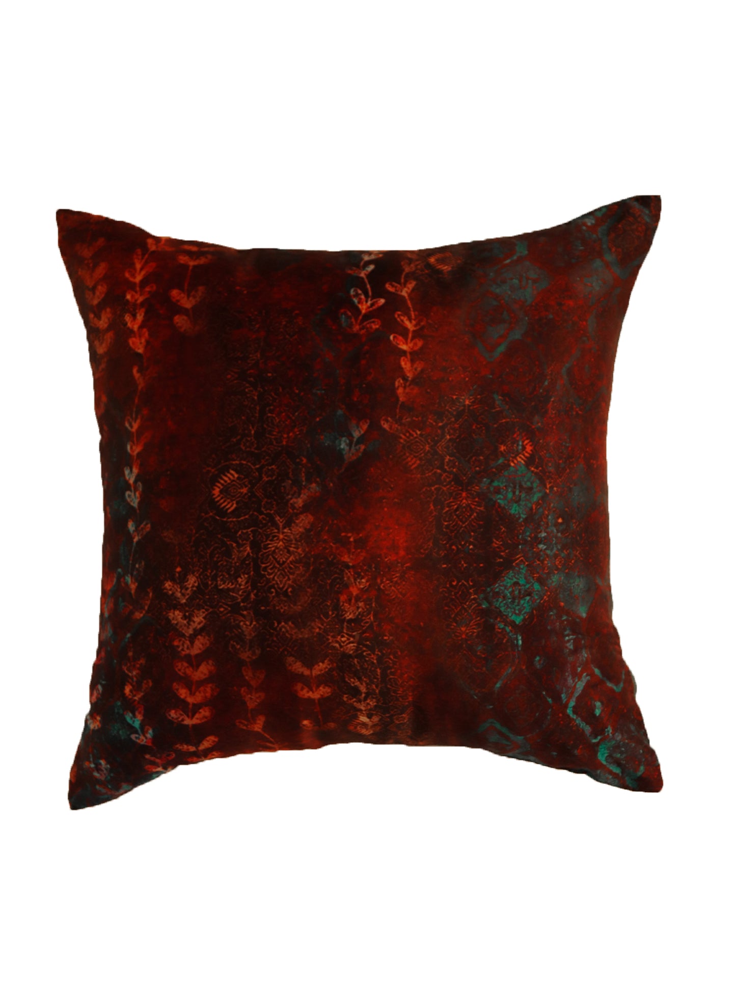 Cushion Cover Printed Taffeta Contemporary Red Blue - 16" X 16"