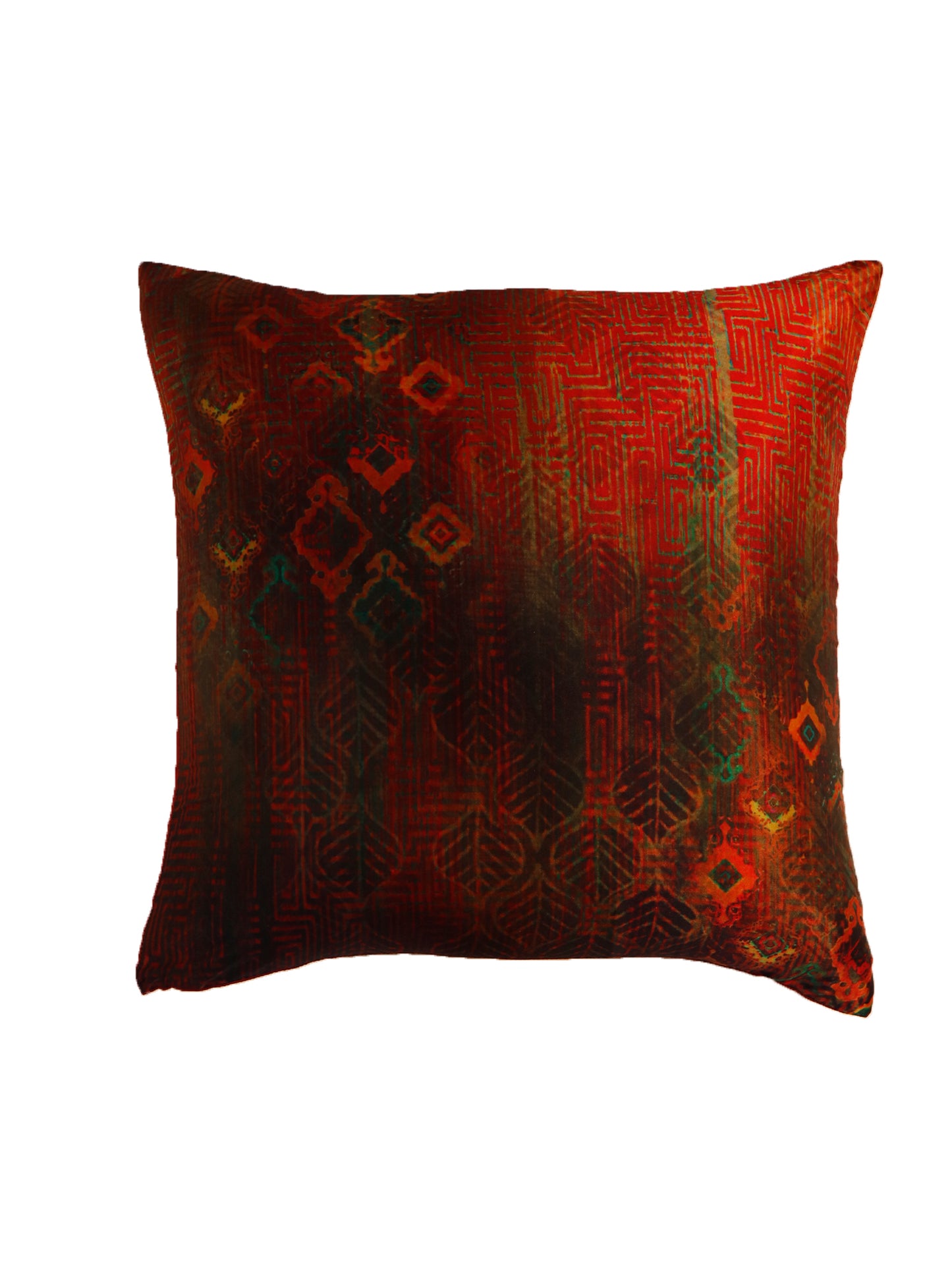 Cushion Cover Printed Taffeta Contemporary Print Red Orange - 16" X 16"
