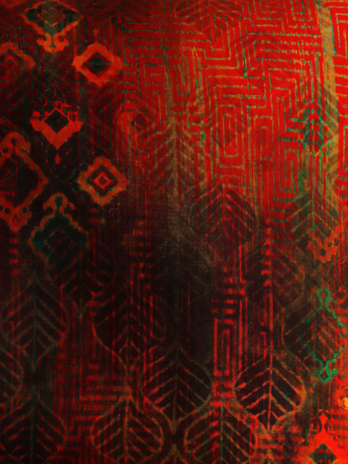 Cushion Cover Printed Taffeta Contemporary Print Red Orange - 16" X 16"