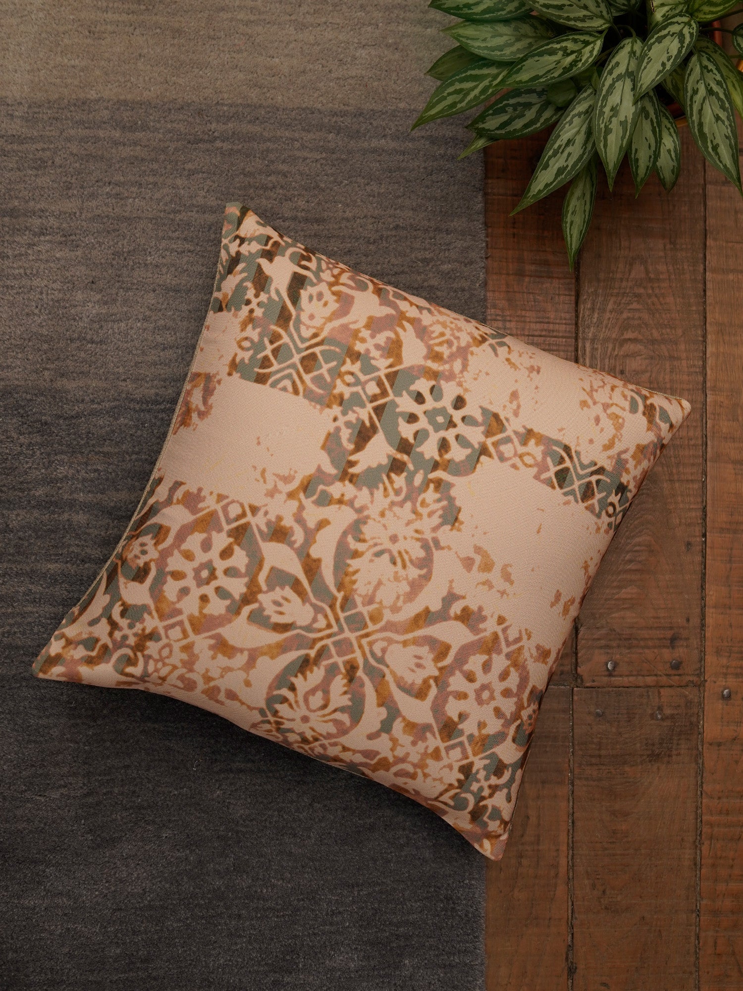 Cushion Cover Polycanvas Ocher Grey Contemporary Ocher Grey - 16" X 16"