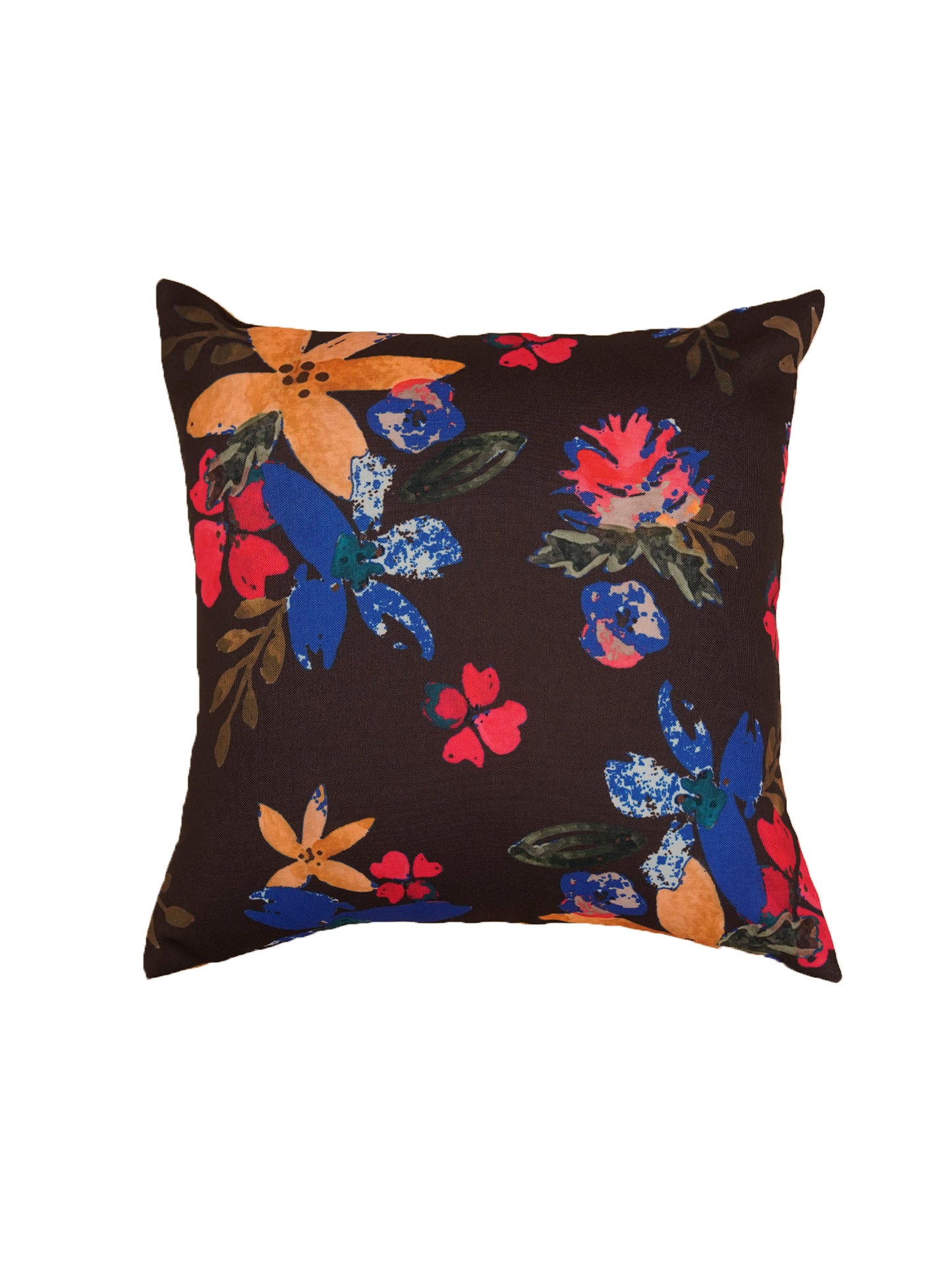 Cushion Cover Polycanvas Watercolor Florals Brown - 16" X 16"